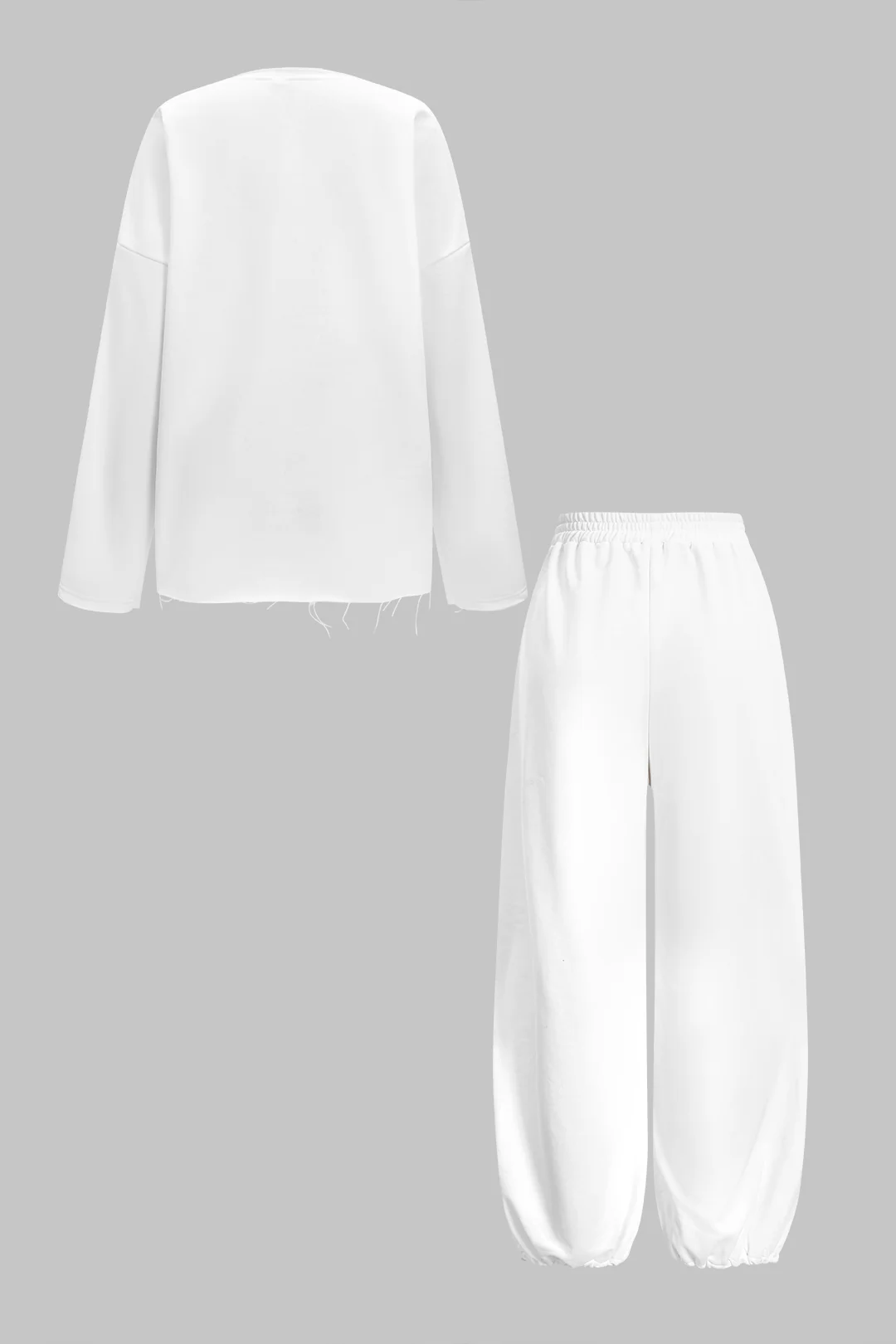 Round Neck Long-Sleeve Top And Pants Set - Weenar