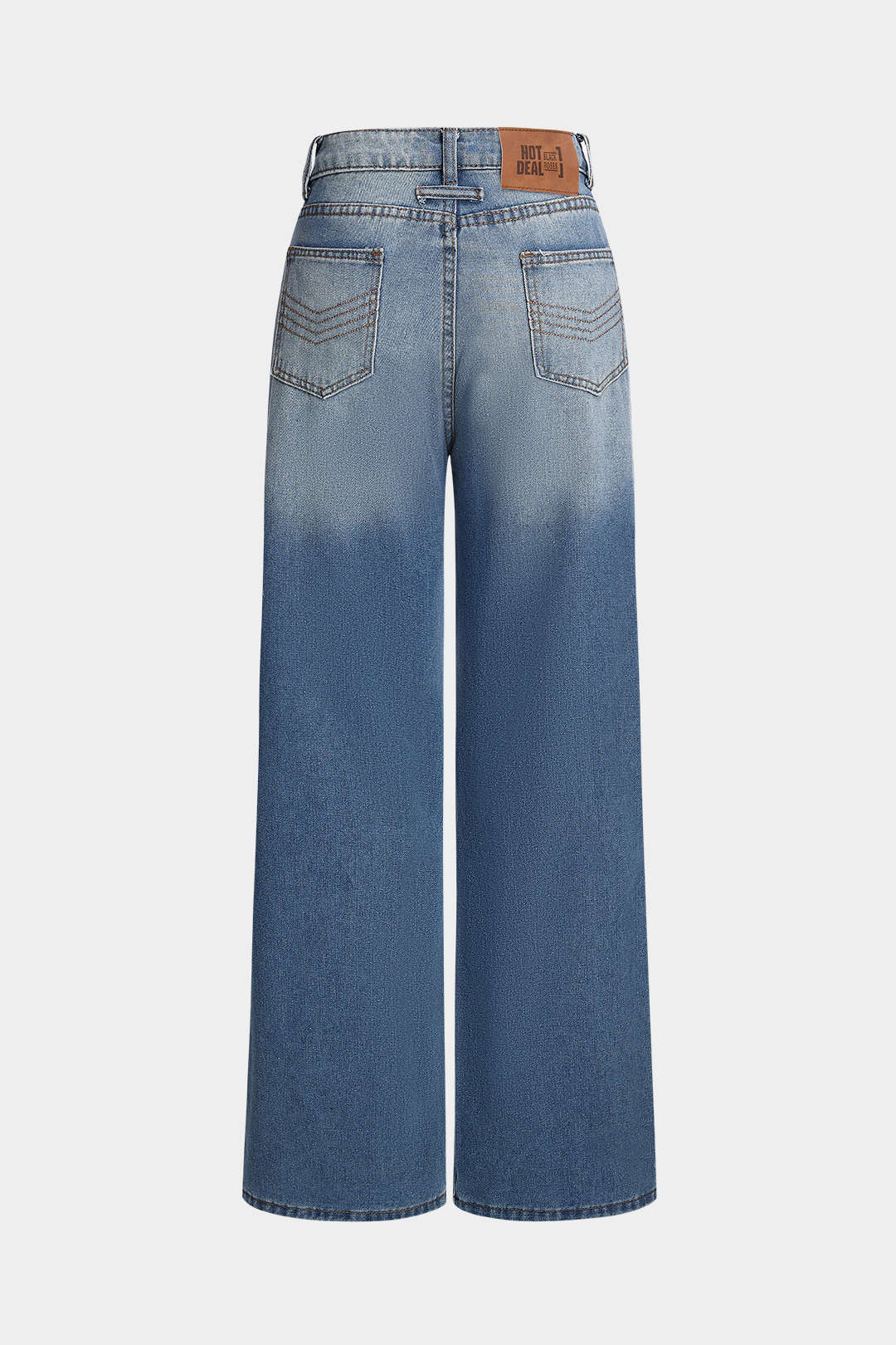 Denim Button High Waist Straight Leg Jeans - Weenar
