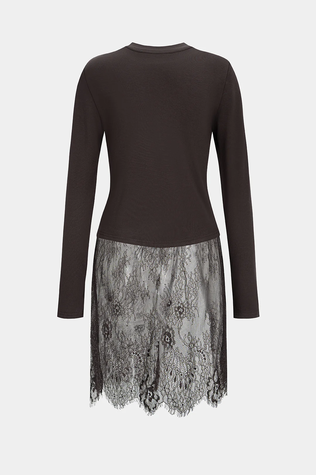 Lace Patchwork Shoulder Pads Long-Sleeve Top - Weenar