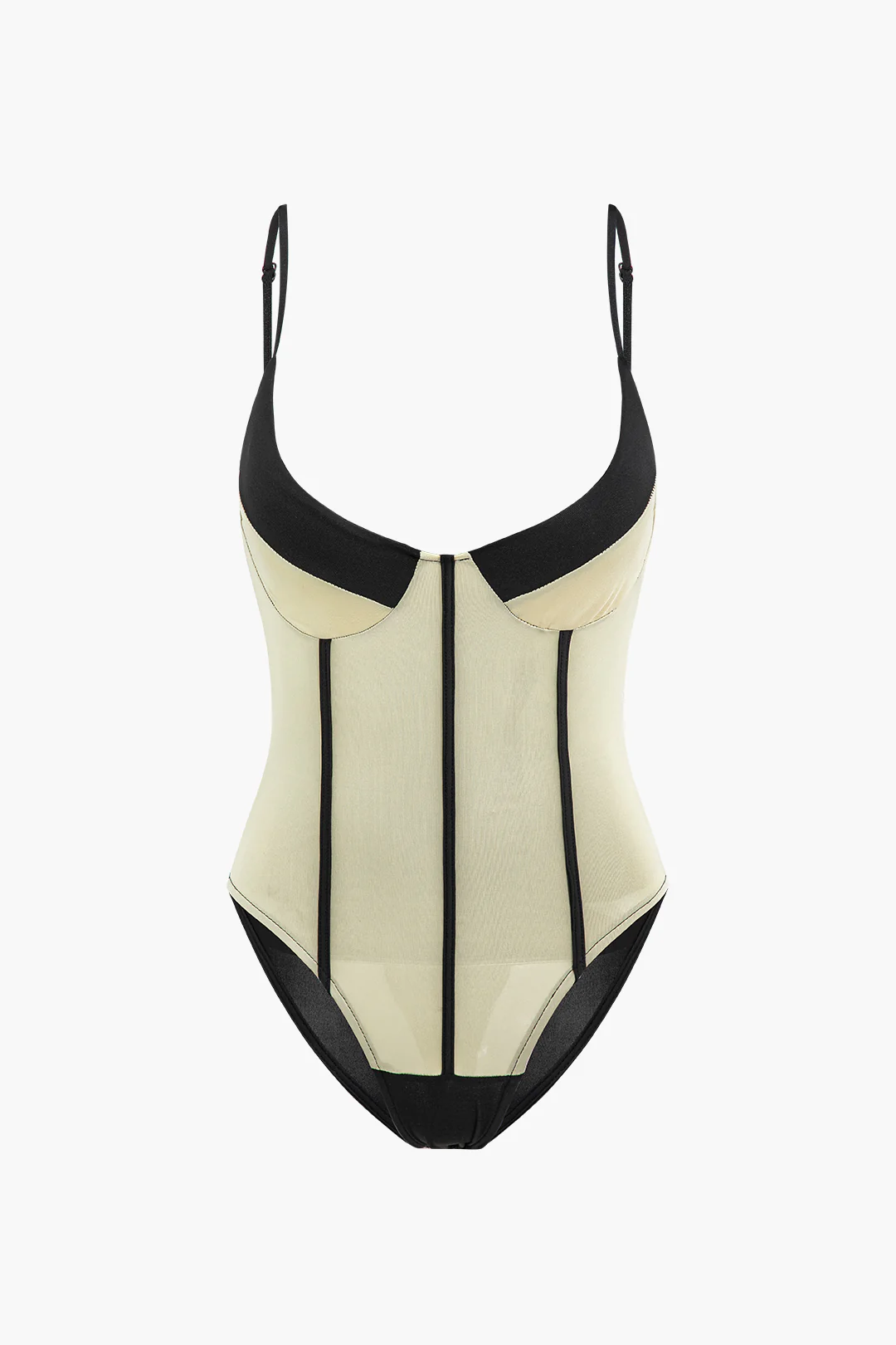 Mesh Contrast Slip Sleeveless Bodysuit - Weenar
