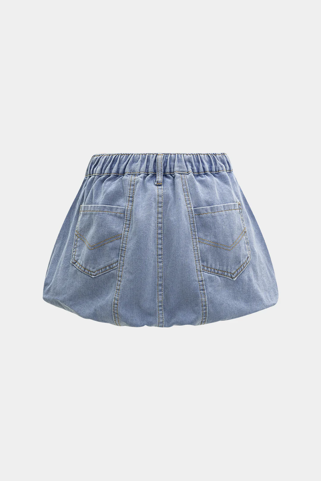 Denim Pocket Shirred Waistband Skirt - Weenar