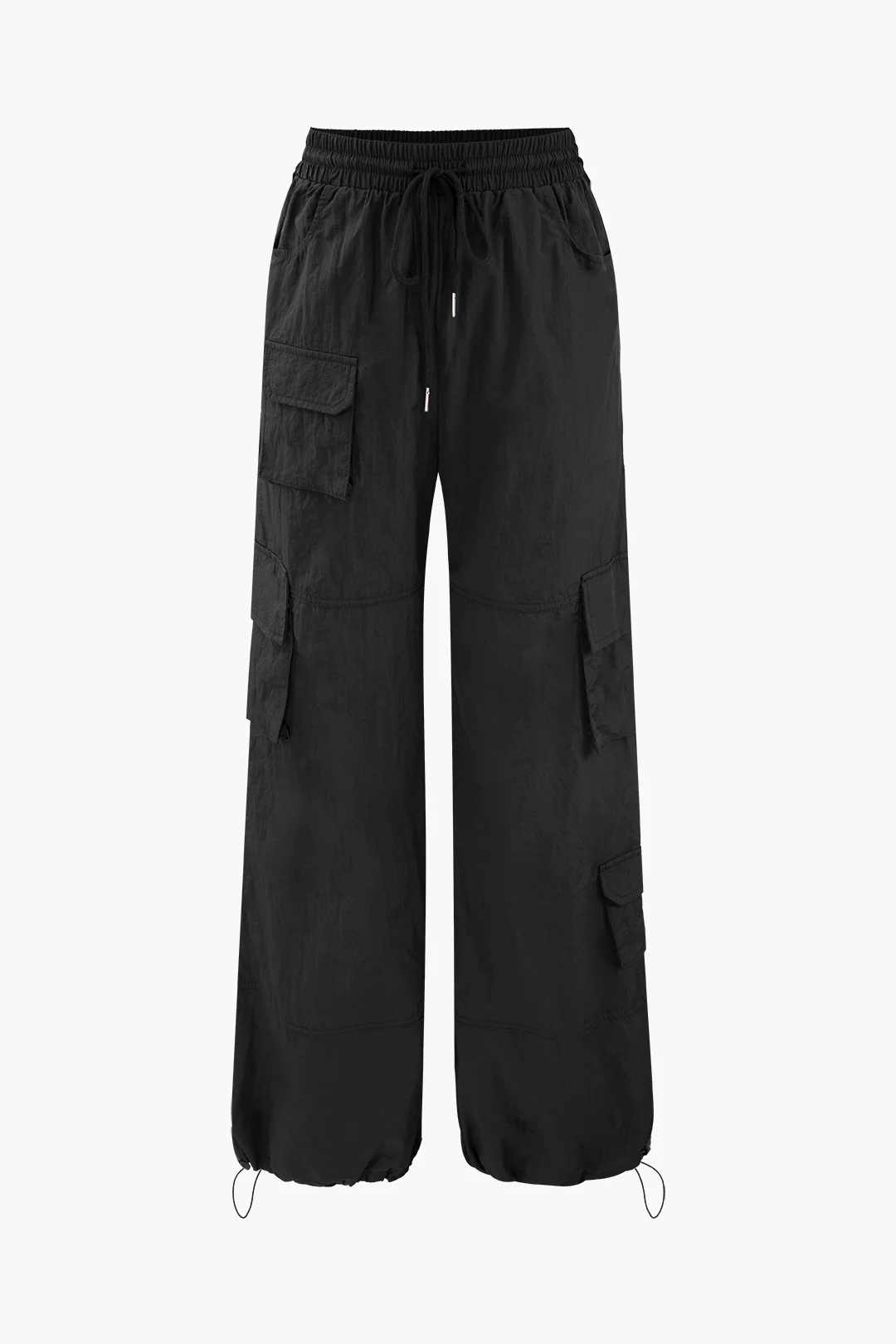 Solid Drawstring Pocket Straight Leg Pants - Weenar