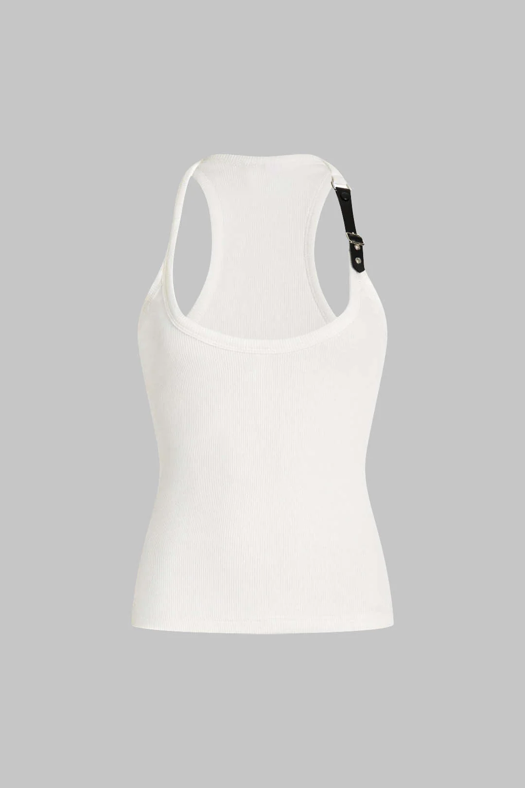 Metallic Decor Ribbed Tank Top - Weenar