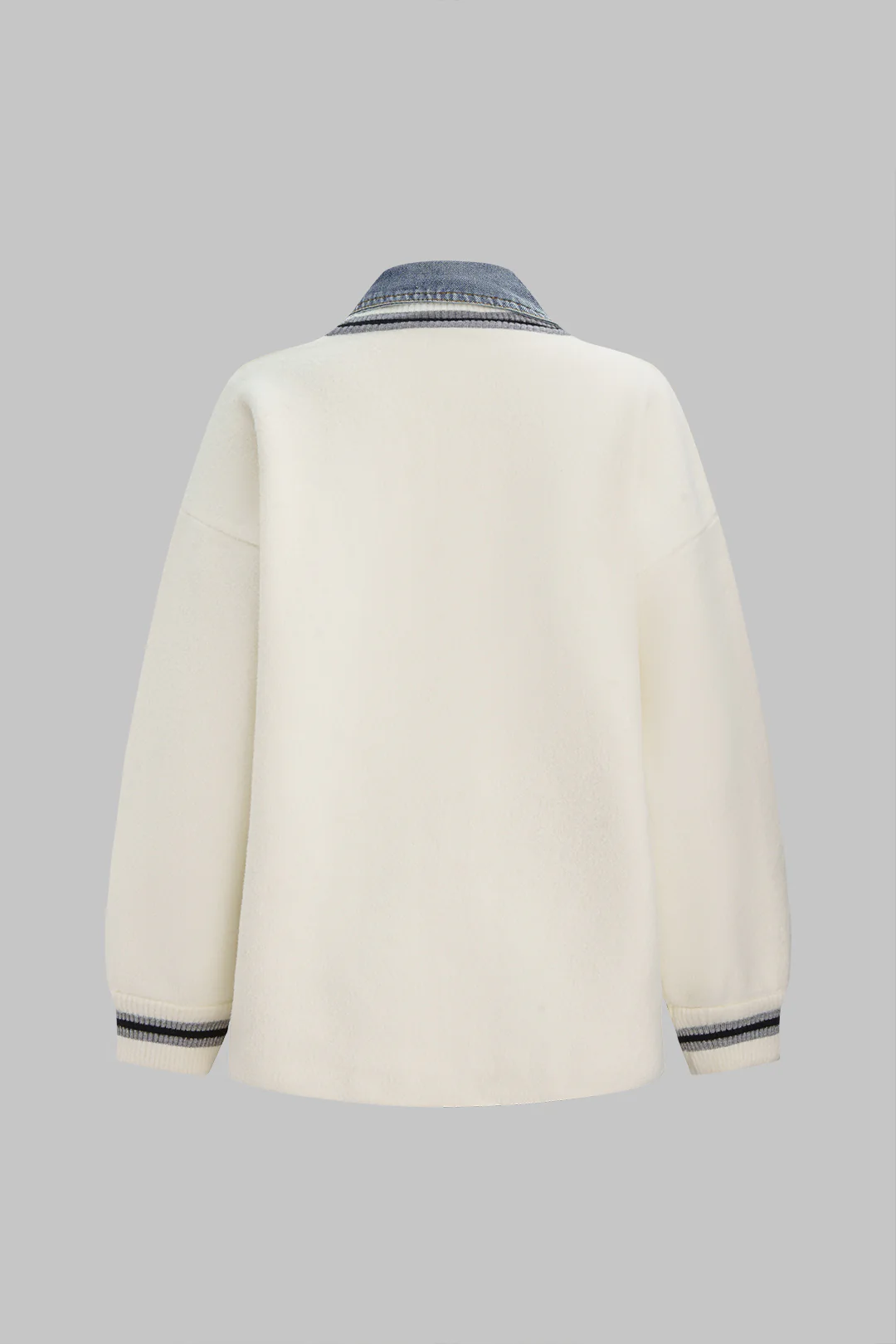 Knit Denim Patchwork Contrast Binding Cardigan - Weenar