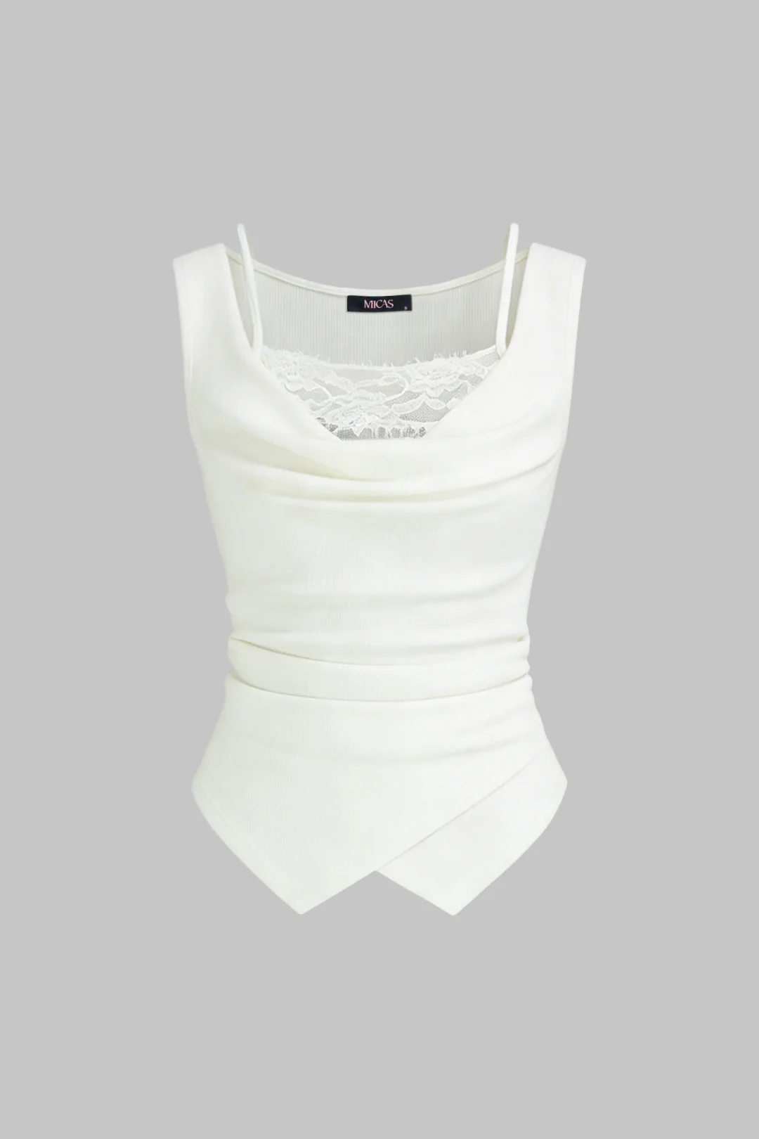 Lace Patchwork Ruched Tank Top - Weenar
