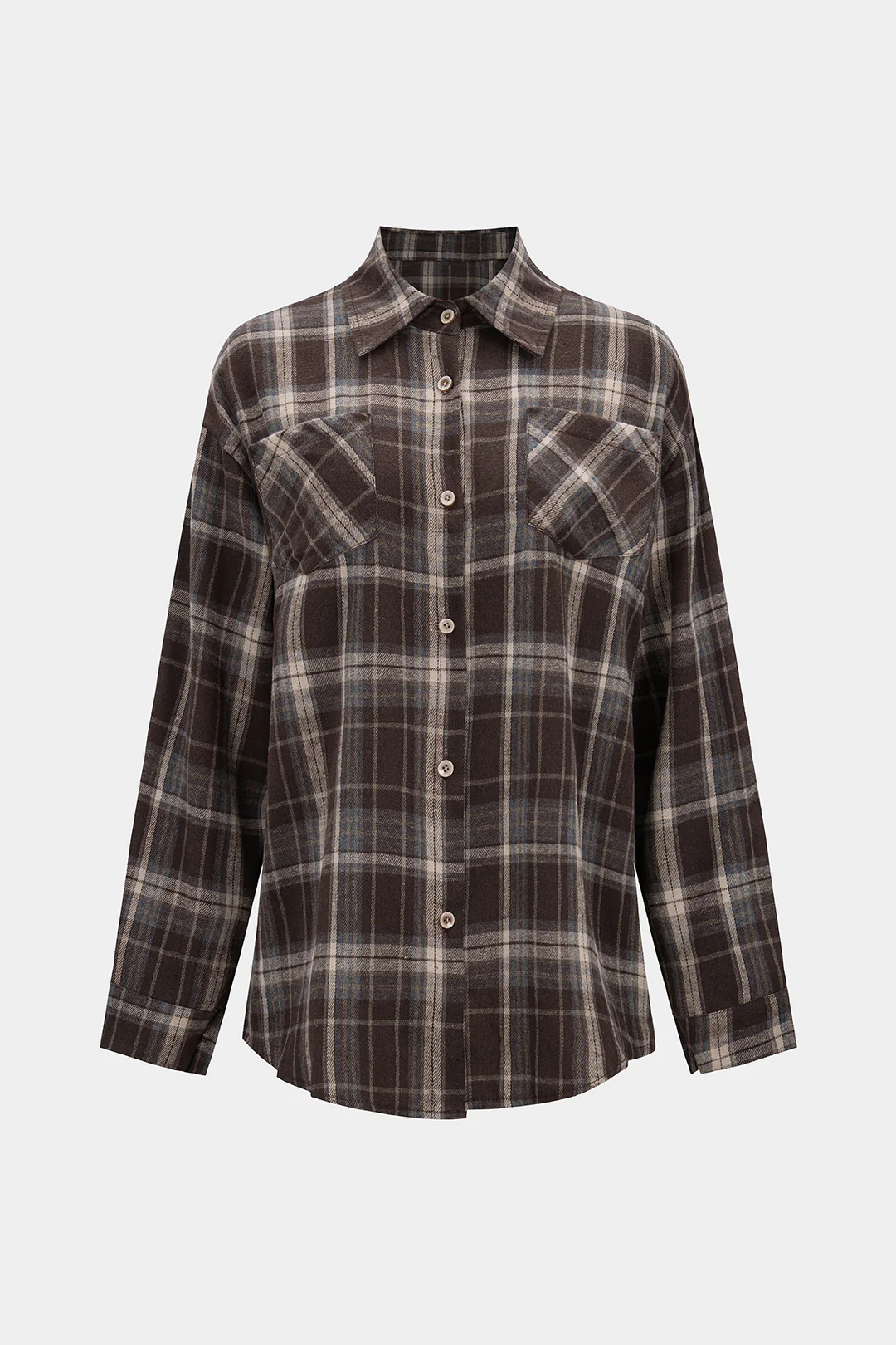 Plaid Print Button Pocket Long-Sleeve Shirt - Weenar