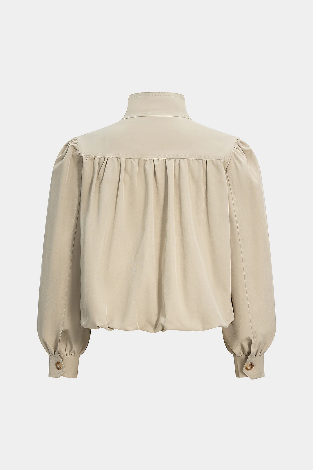 Stand Collar Ruched Shoulder Pad Jacket - Weenar