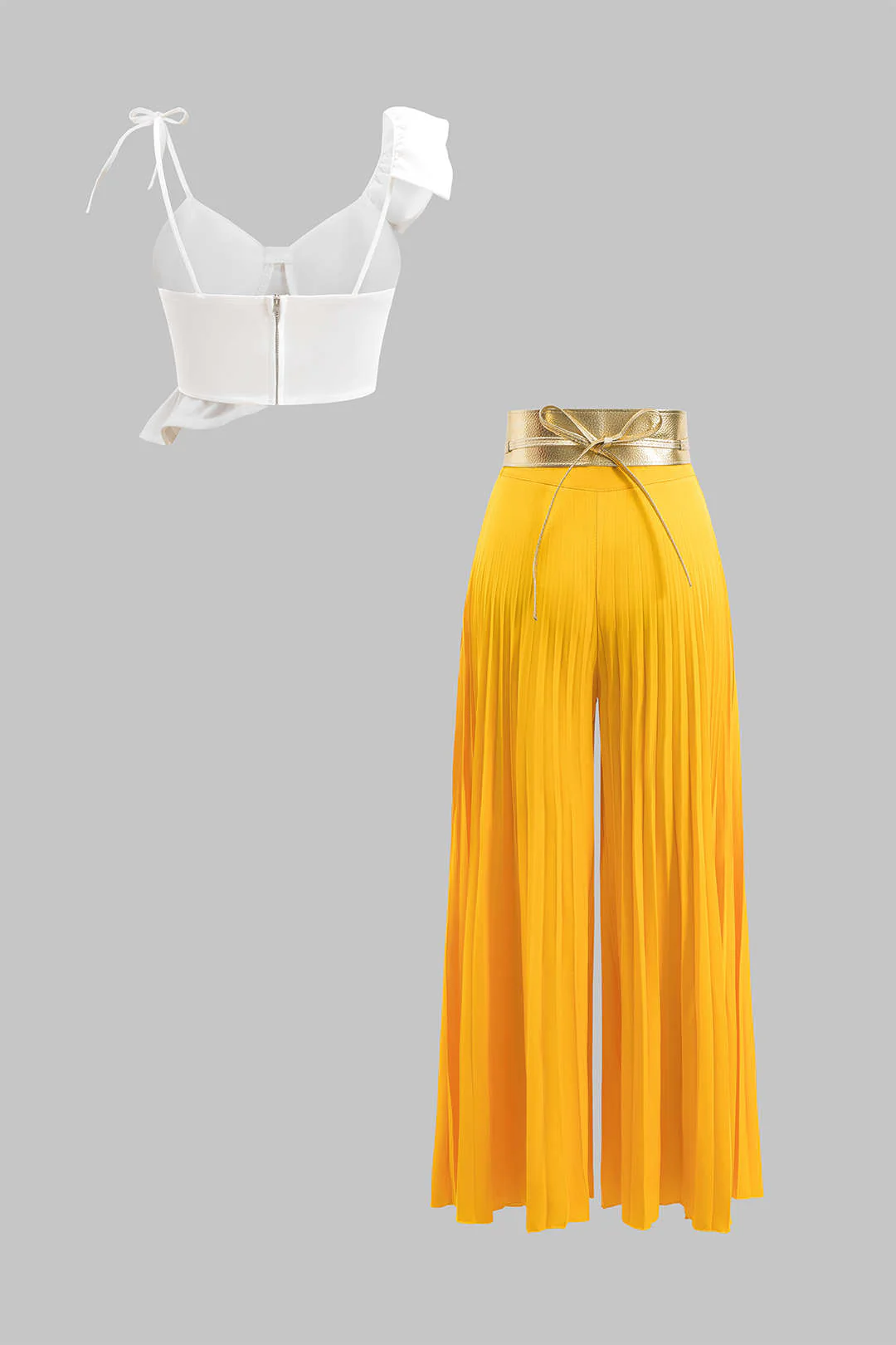 Ruffle Cami Top And Pleated Trousers Set - Weenar