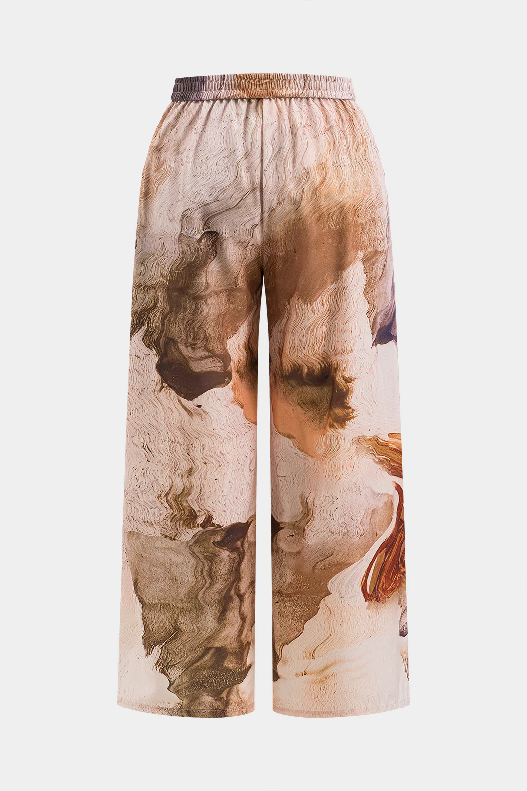 Plus Size Retro Print Wide Leg Trousers - Weenar