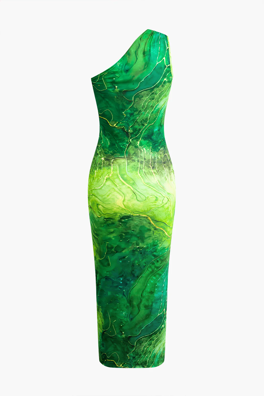 Splatter Print Single Shoulder Asymmetrical Sleeveless Midi Dress - Weenar