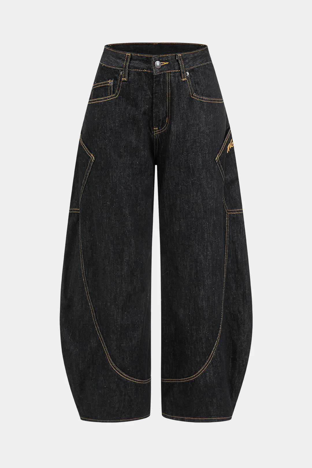 Denim Washed Wide Leg Barrel Jeans - Weenar