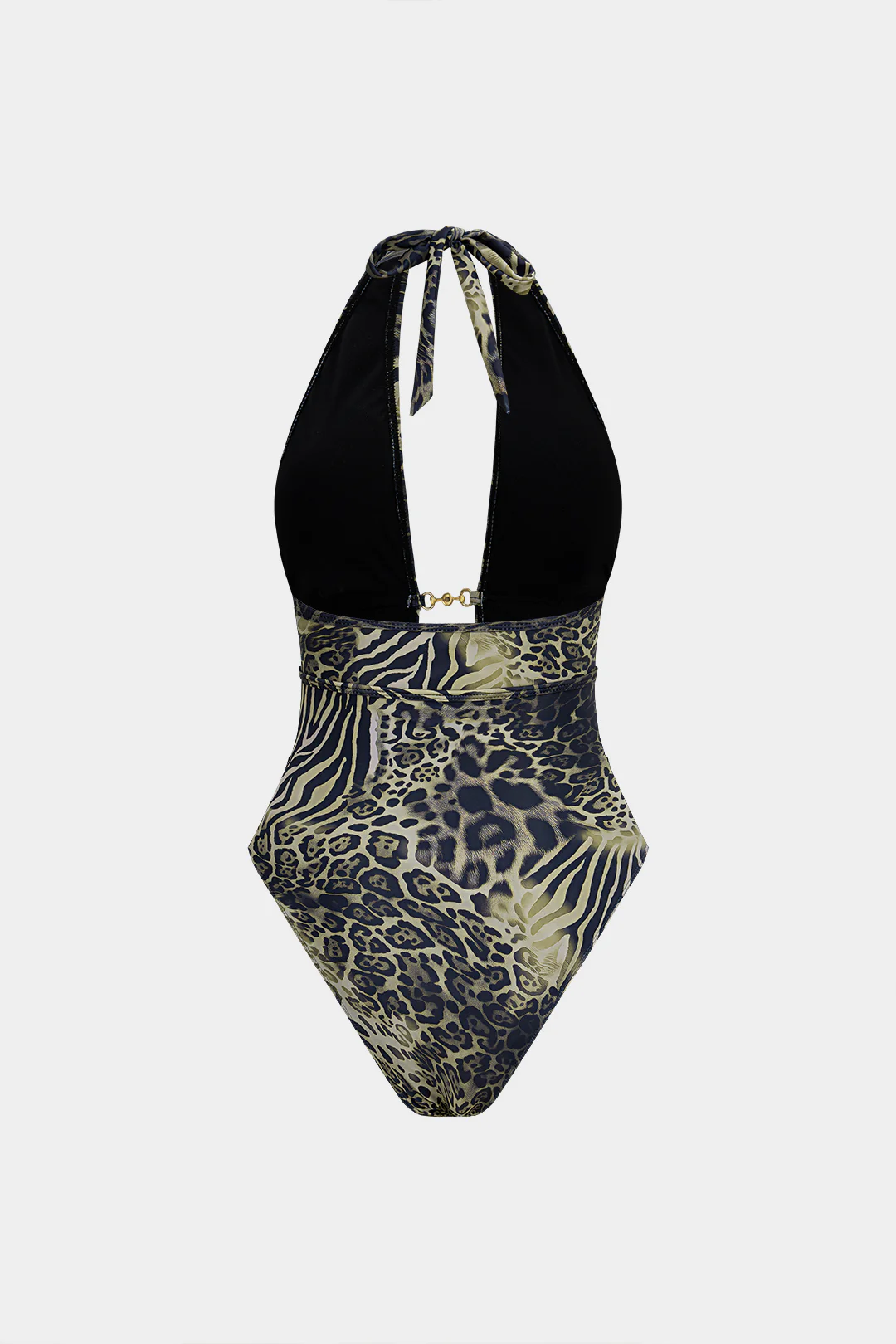 Tiger Print Tie Back Metallic Cut Out Swimsuit - Weenar