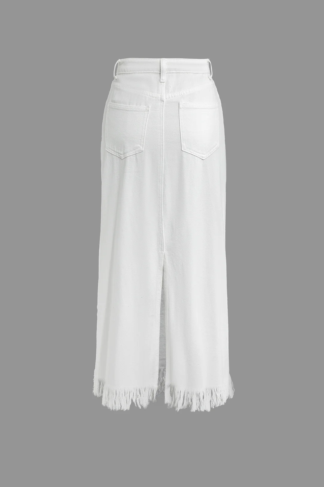 Denim Fringe Hem Asymmetric Skirt - Weenar