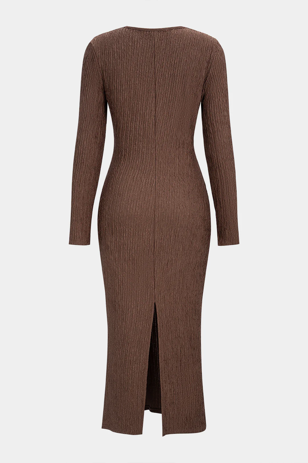 Crossed V-Neck Asymmetrical Long Sleeve Maxi Dress - Weenar