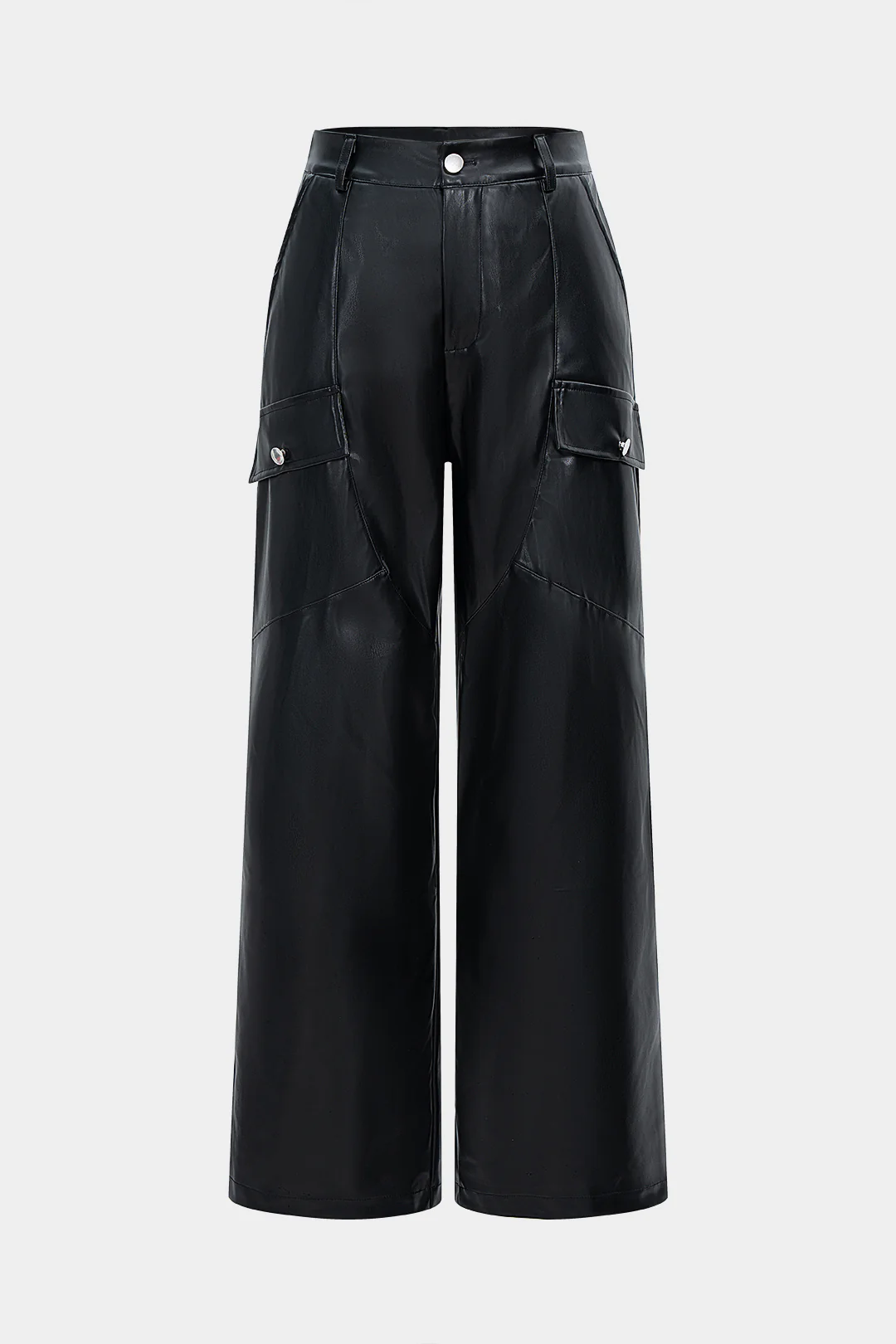 Faux Leather Straight Leg Pocket Trousers - Weenar