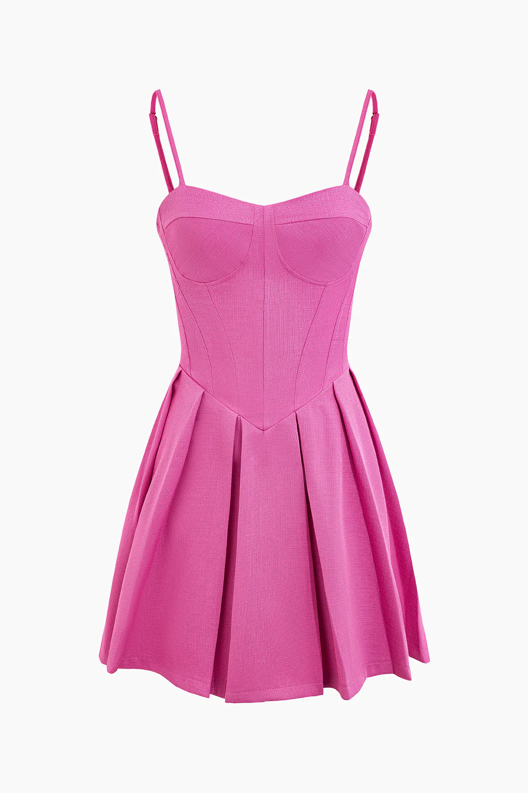 Pleated Zipper Sleeveless Mini Dress - Weenar