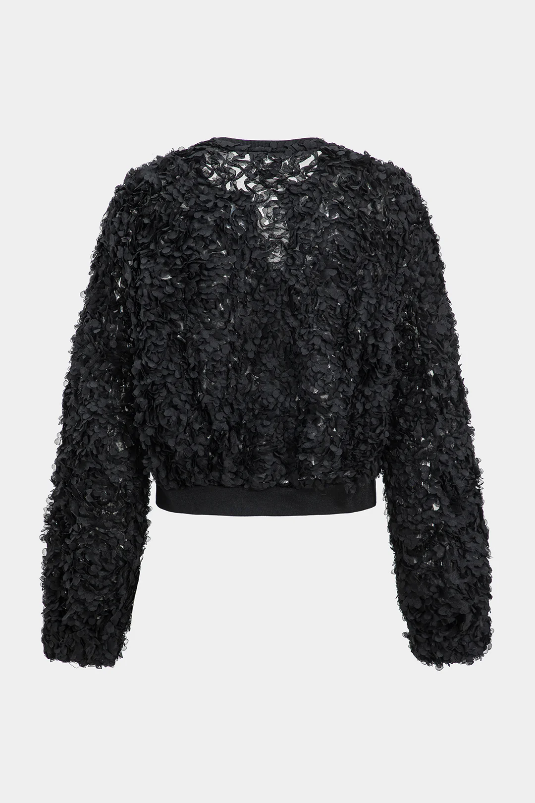 Sequin Round Neck Zipper Long-Sleeve Jacket - Weenar