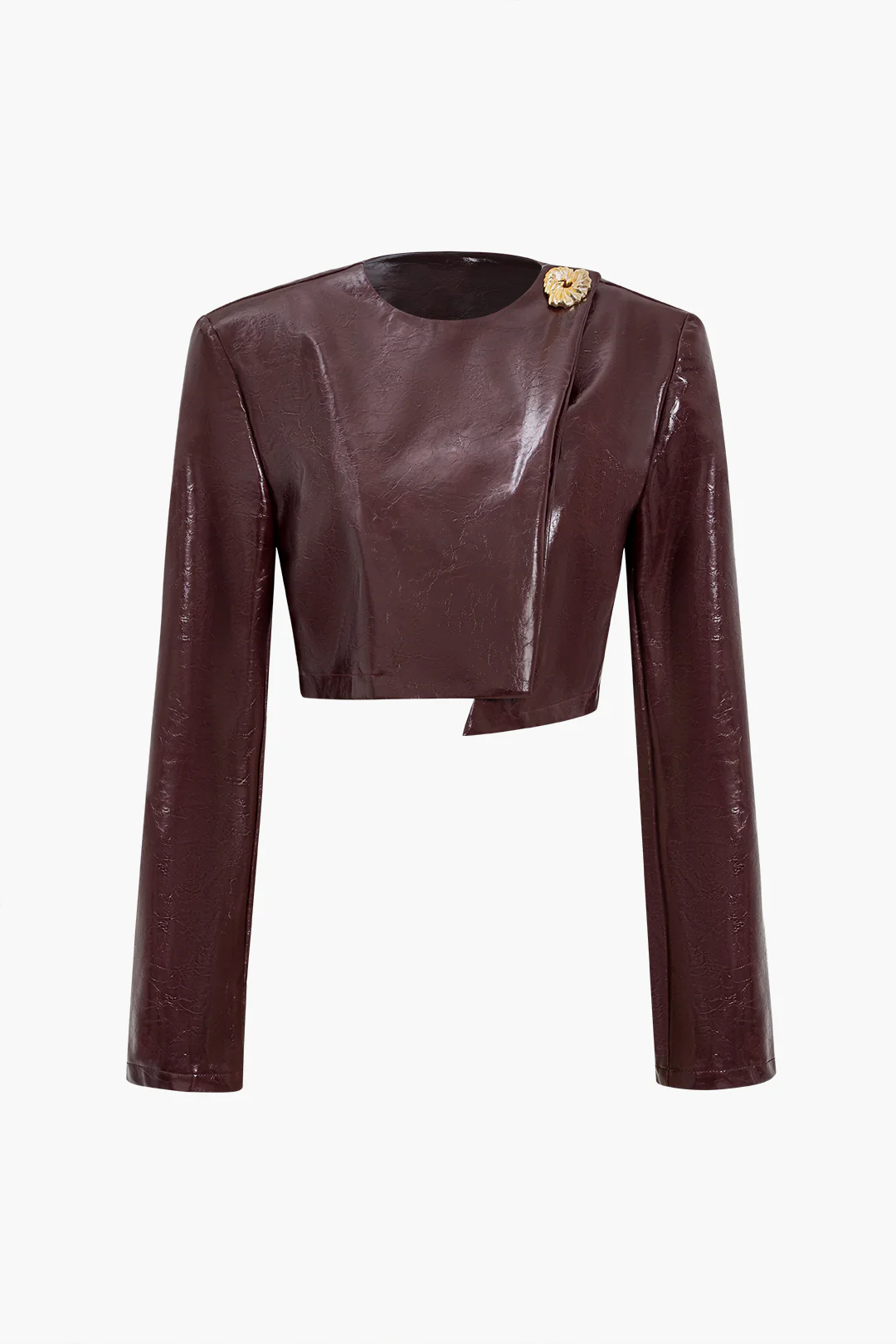 Asymmetrical Faux Leather Skirt Set - Weenar