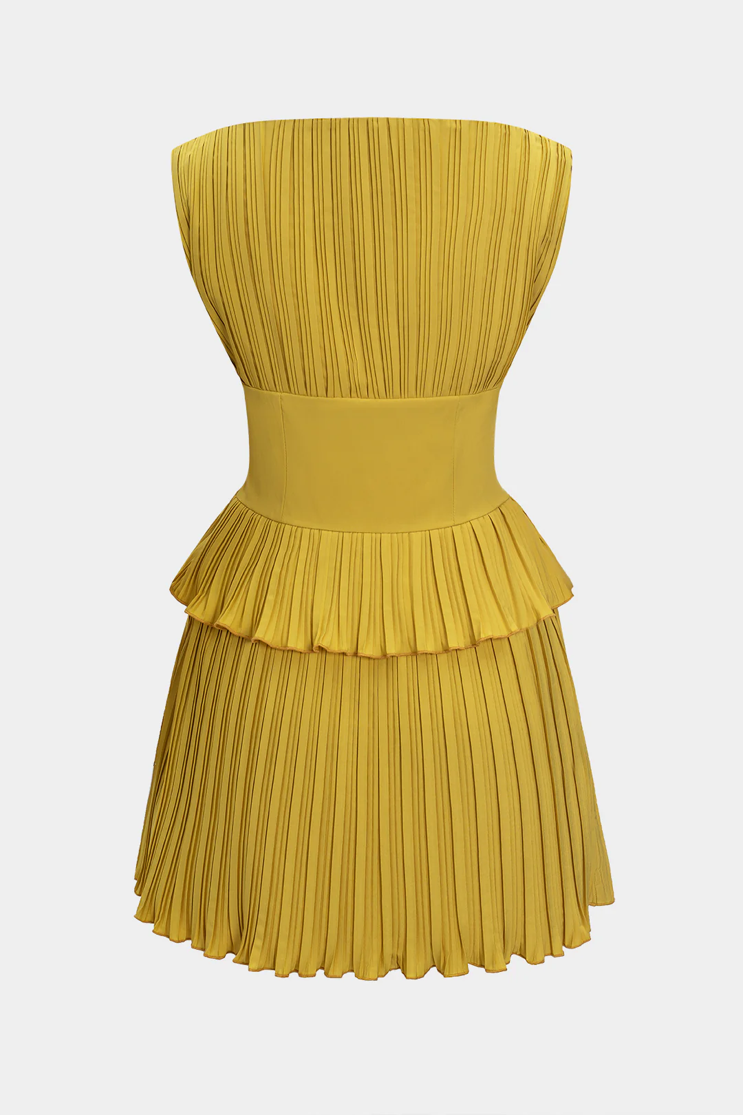Pleated Patchwork Corset Sleeveless Mini Dress - Weenar