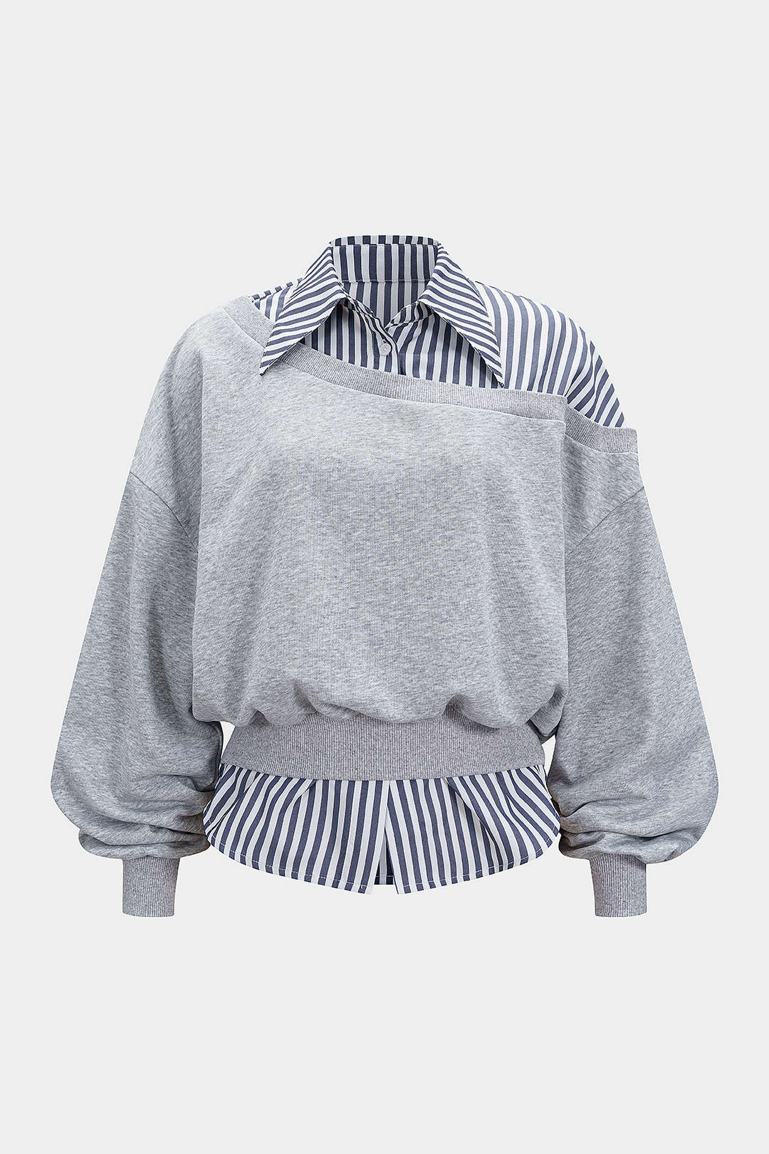Patchwork Asymmetrical Long Sleeve Sweatshirt - Weenar
