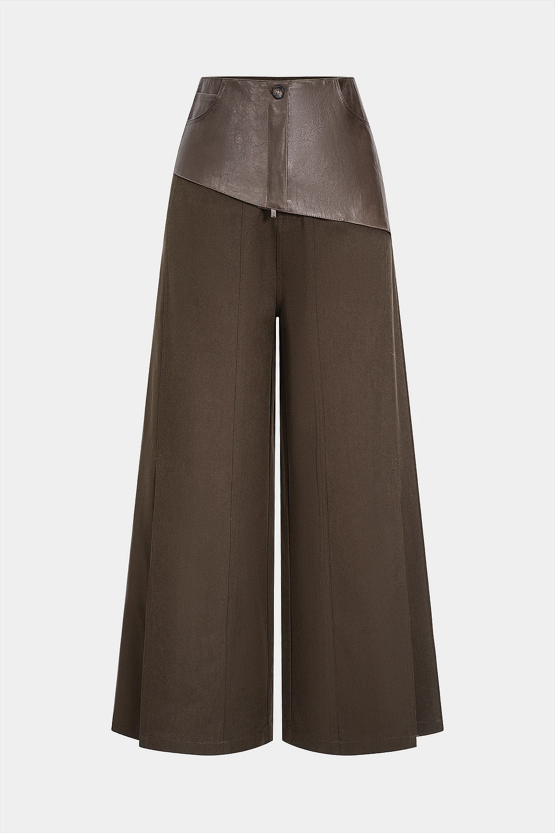 Faux Leather Patchwork Zipper Pocket Trousers - Weenar