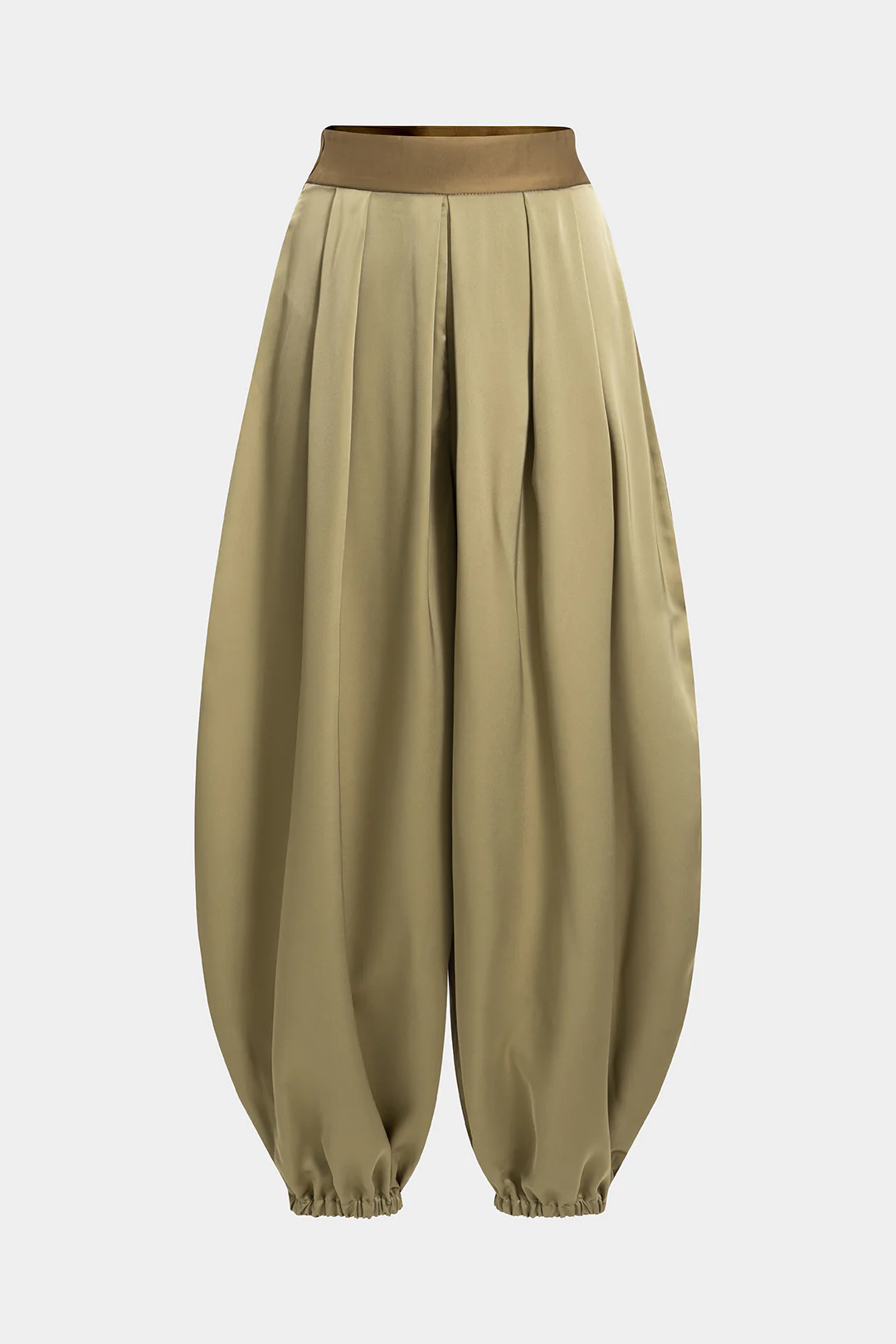 Contrast Satin Pleated Lantern Trousers - Weenar
