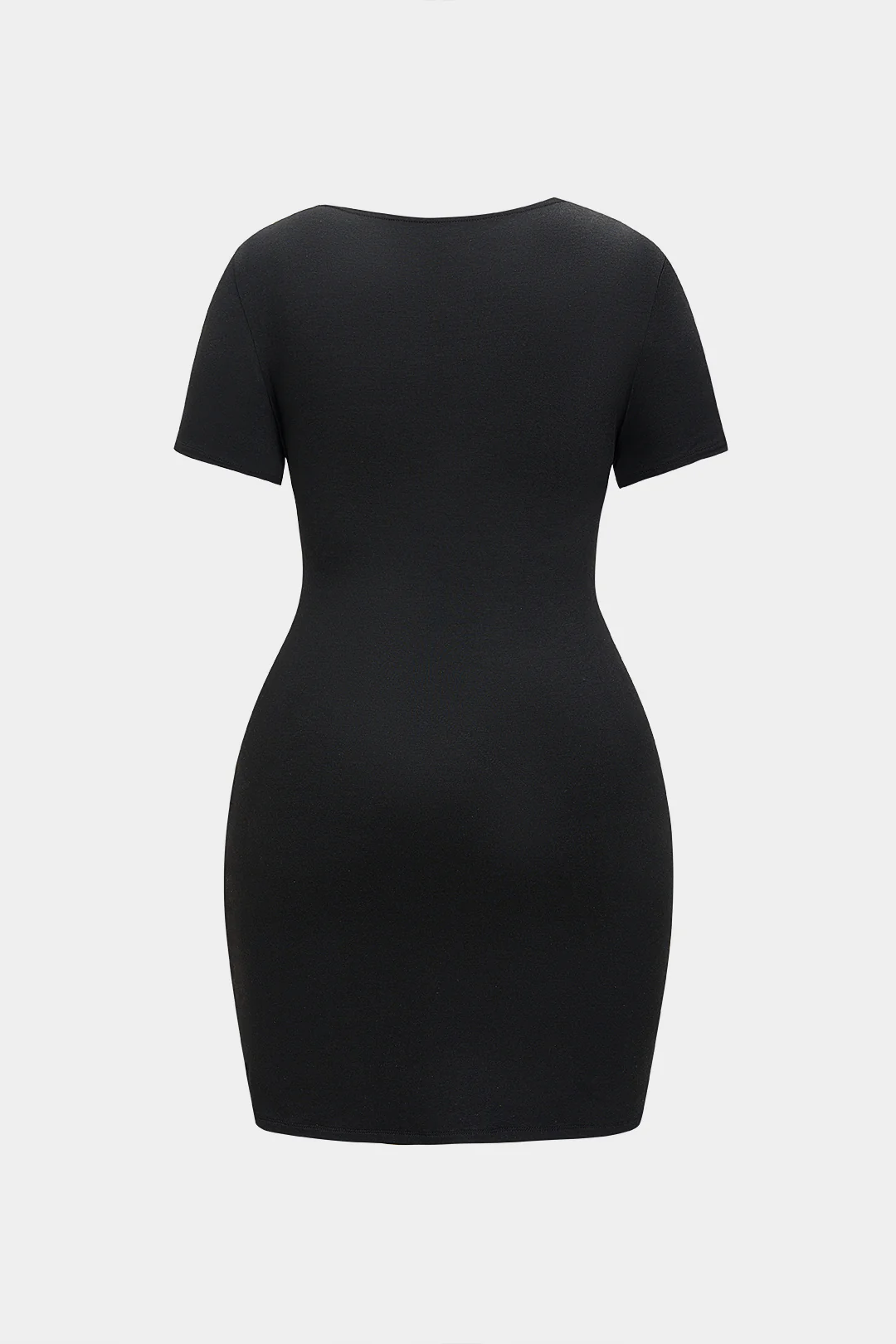 Plus Size Asymmetrical Zipper Short Sleeve Mini Dress - Weenar