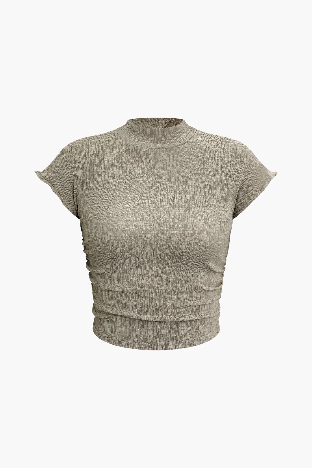 Half-High Collar T-Shirt And Drawstring High Waist Pants Set - Weenar
