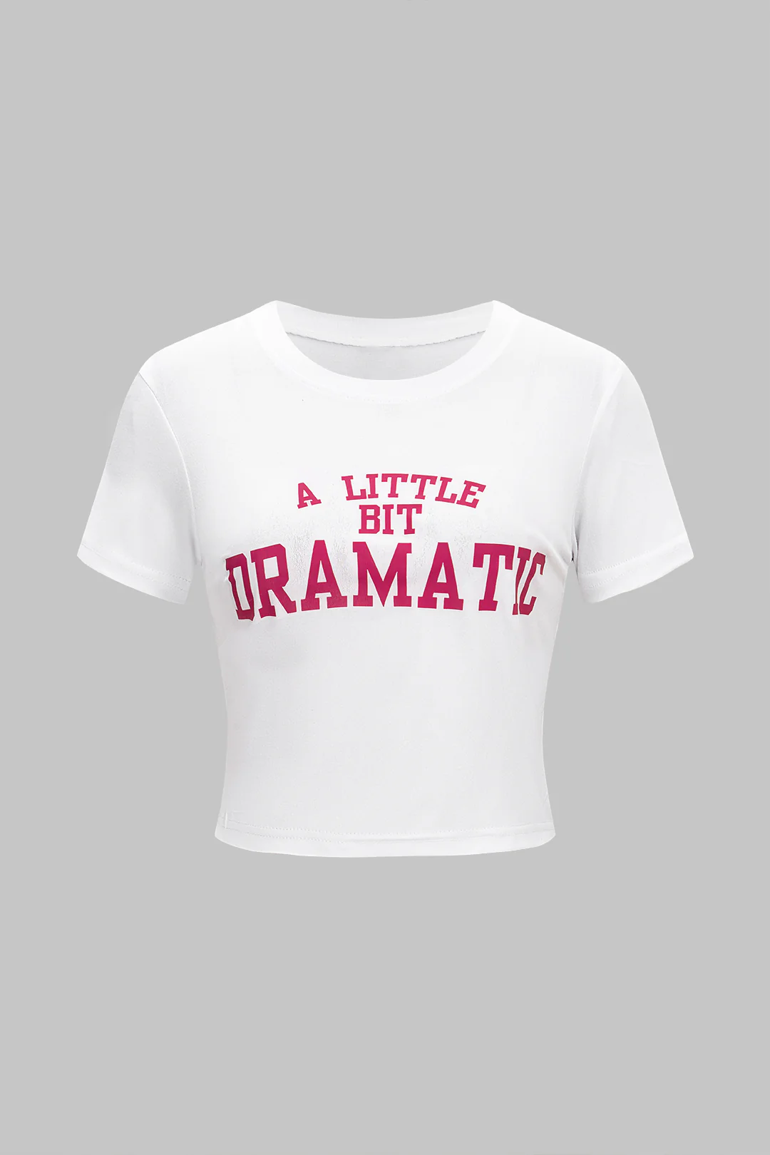 Letter Print Round Neck Short Sleeve T-Shirt - Weenar