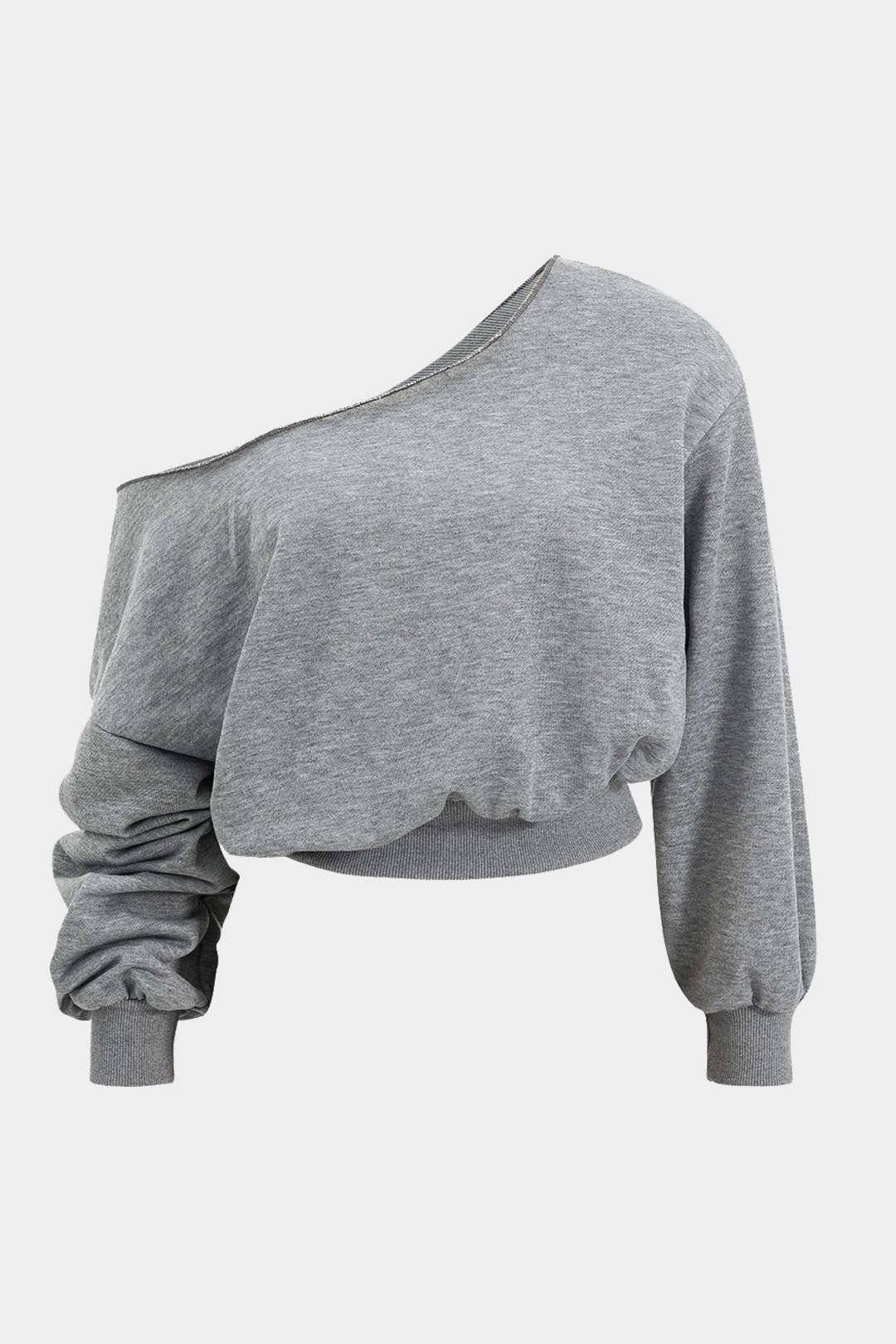Plus Size Asymmetrical Neck Long-Sleeve Shirt - Weenar