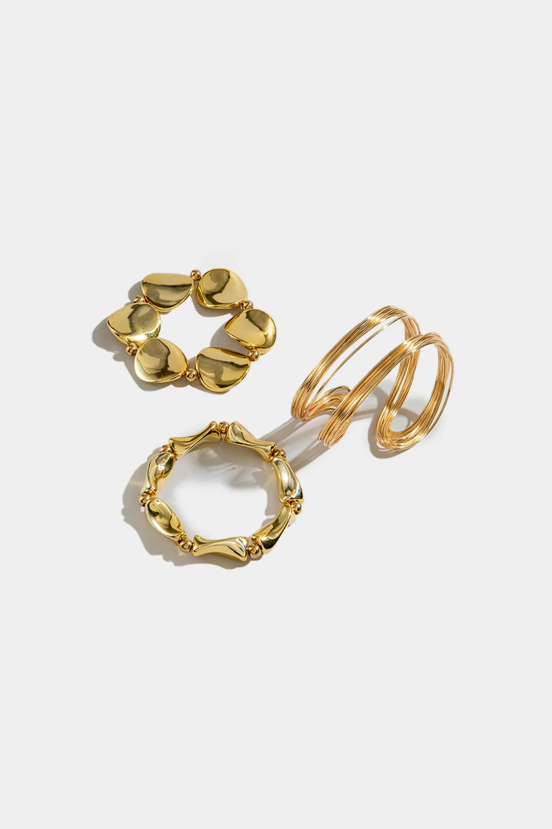 Metal Multilayer Geometric Open Wavy Beaded Bracelet - Weenar