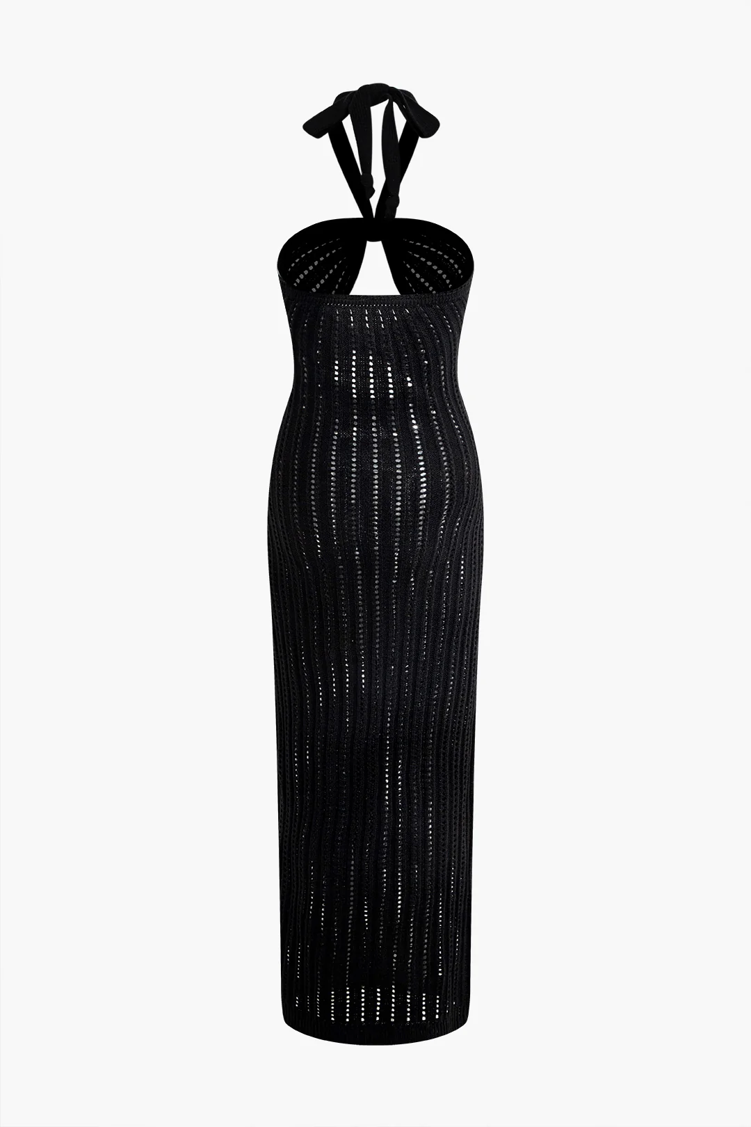Halter Neck Cut Out Sleeveless Maxi Dress - Weenar