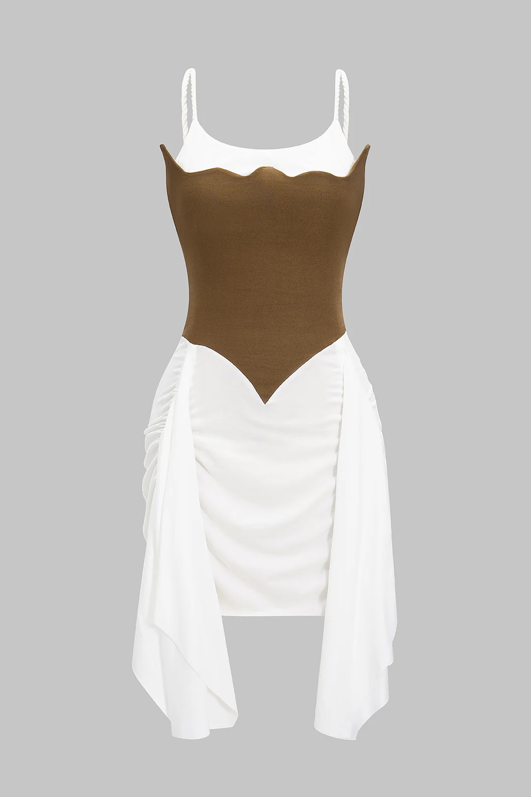 Patchwork Ruched Twist Knot Slip Mini Dress - Weenar