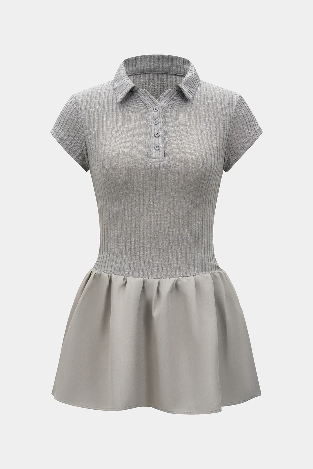 Knit Patchwork Short Sleeve Dress - Weenar