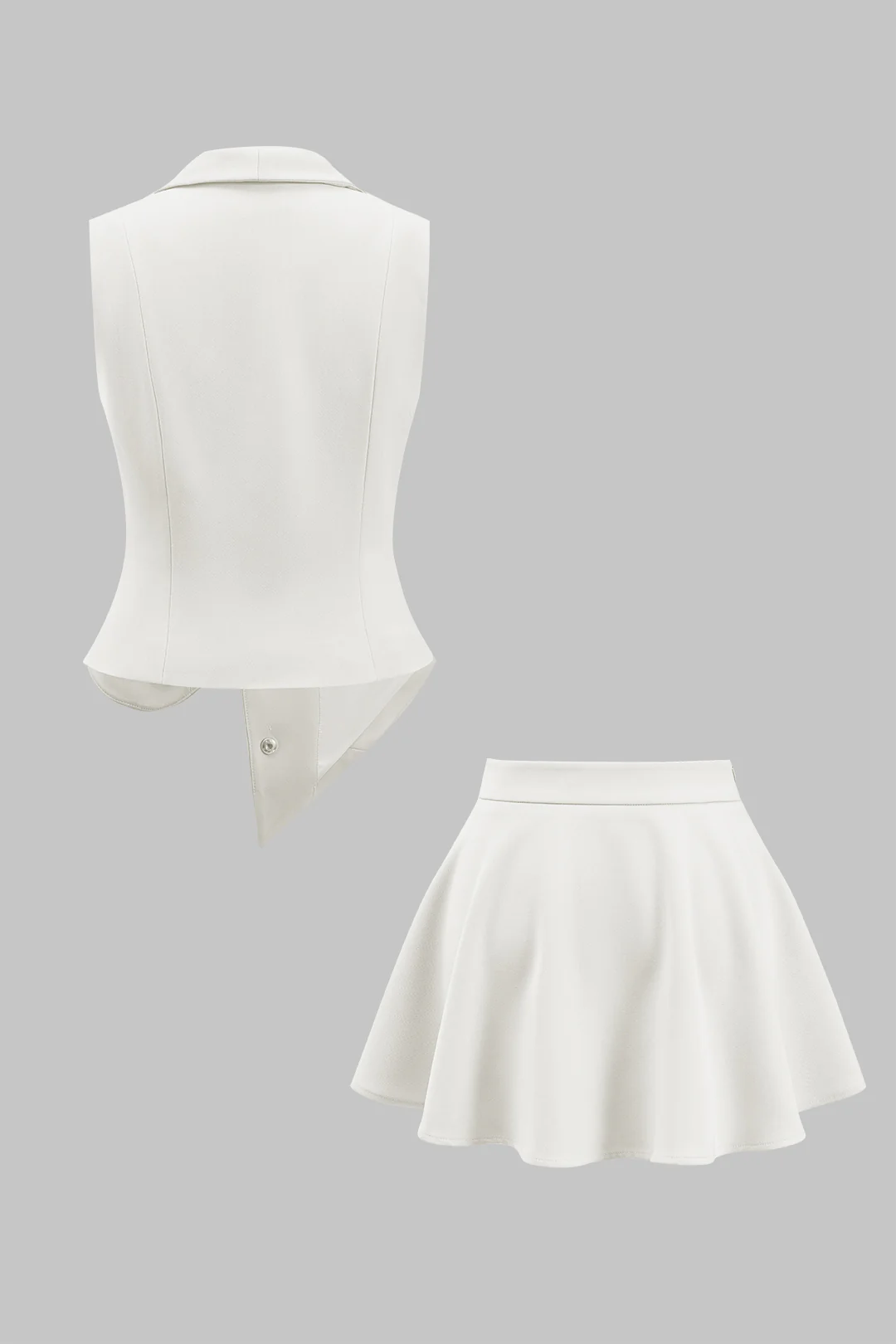 Metallic Asymmetrical Vest And Skirt Set - Weenar