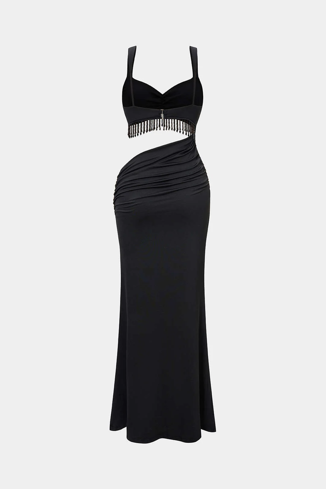 Fringe Cut Out Slip Sleeveless Maxi Dress - Weenar