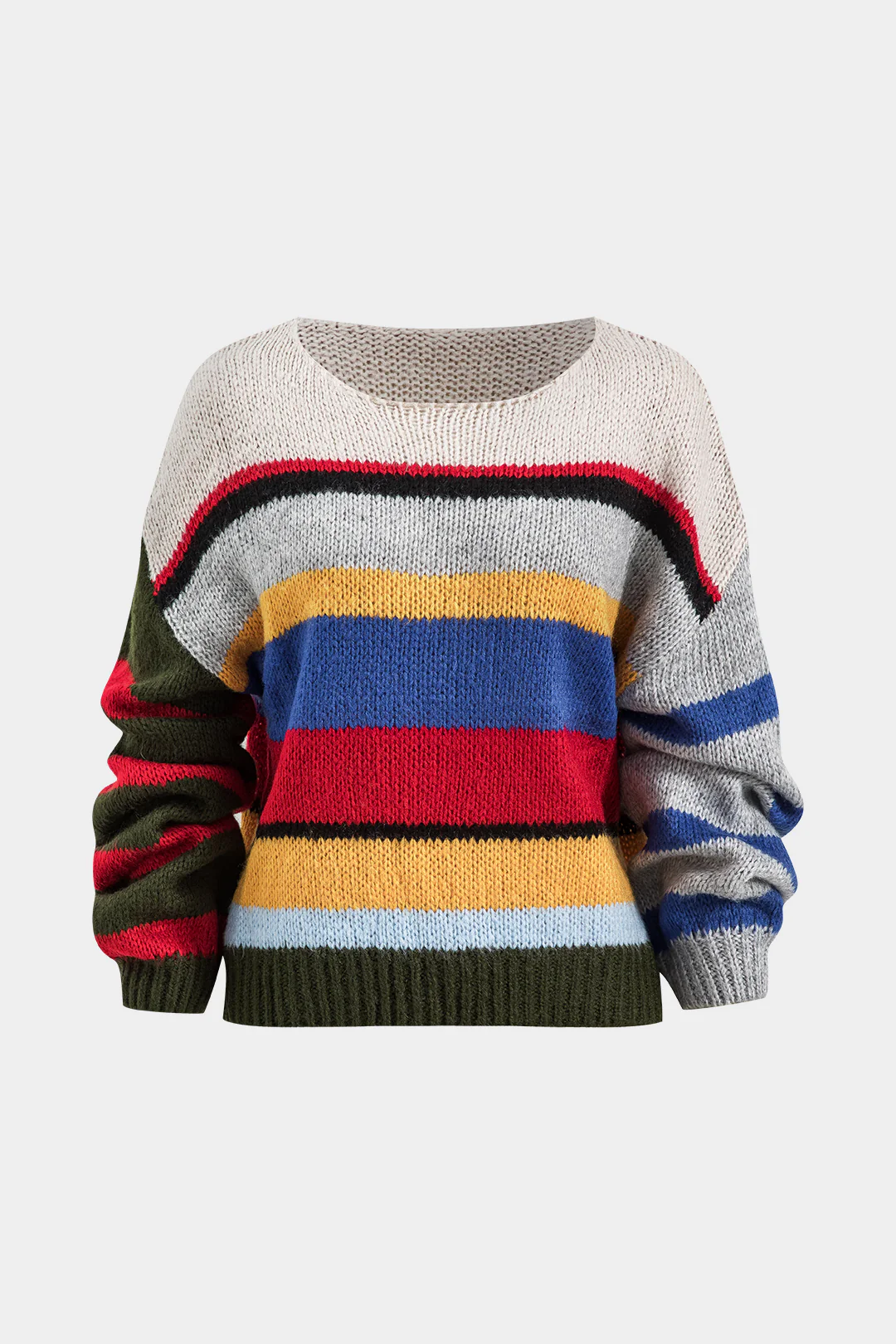 Basic Knit Color Block Long-Sleeve Top - Weenar