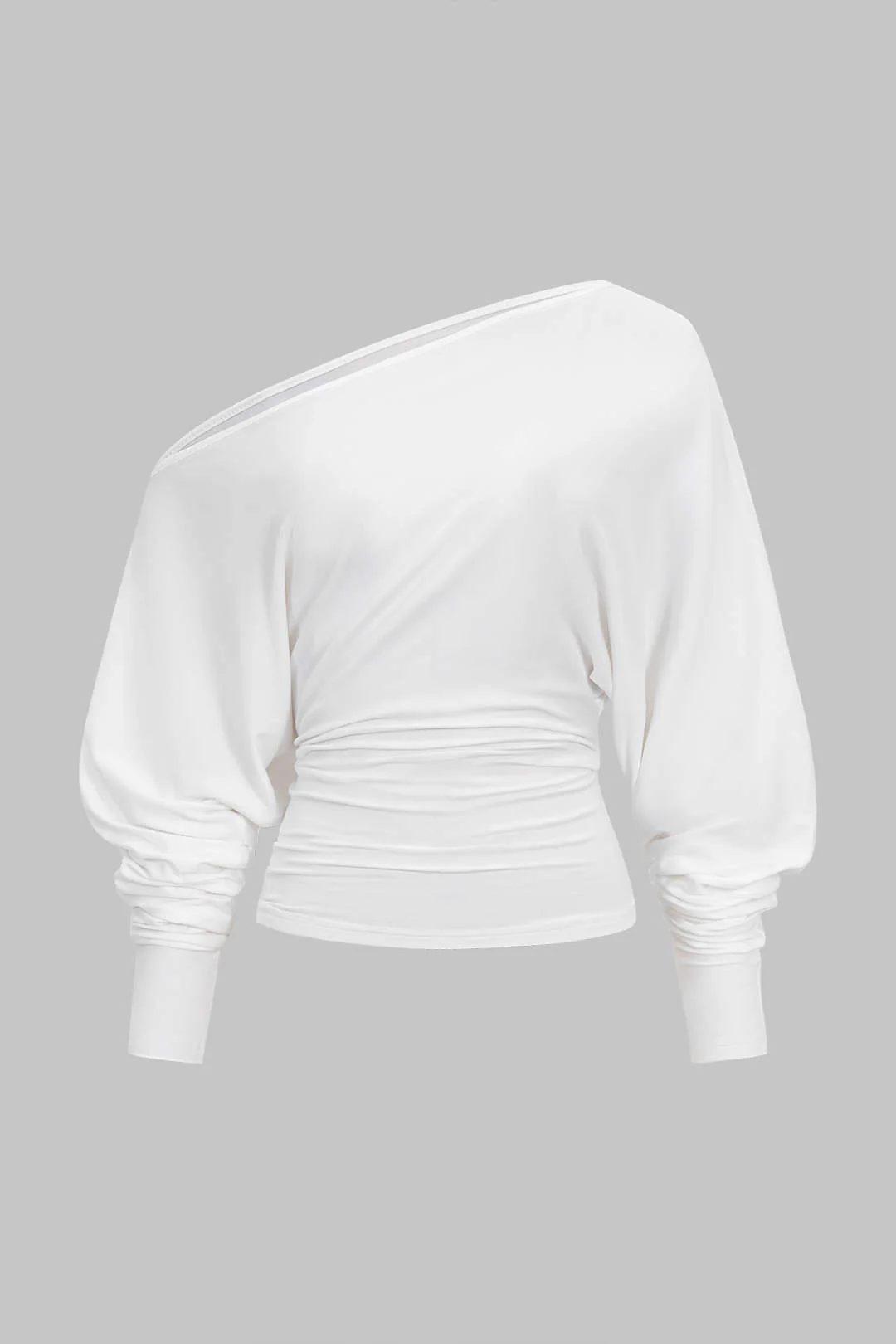 Cut Out One Shoulder Ruched Long Sleeve T-Shirt - Weenar