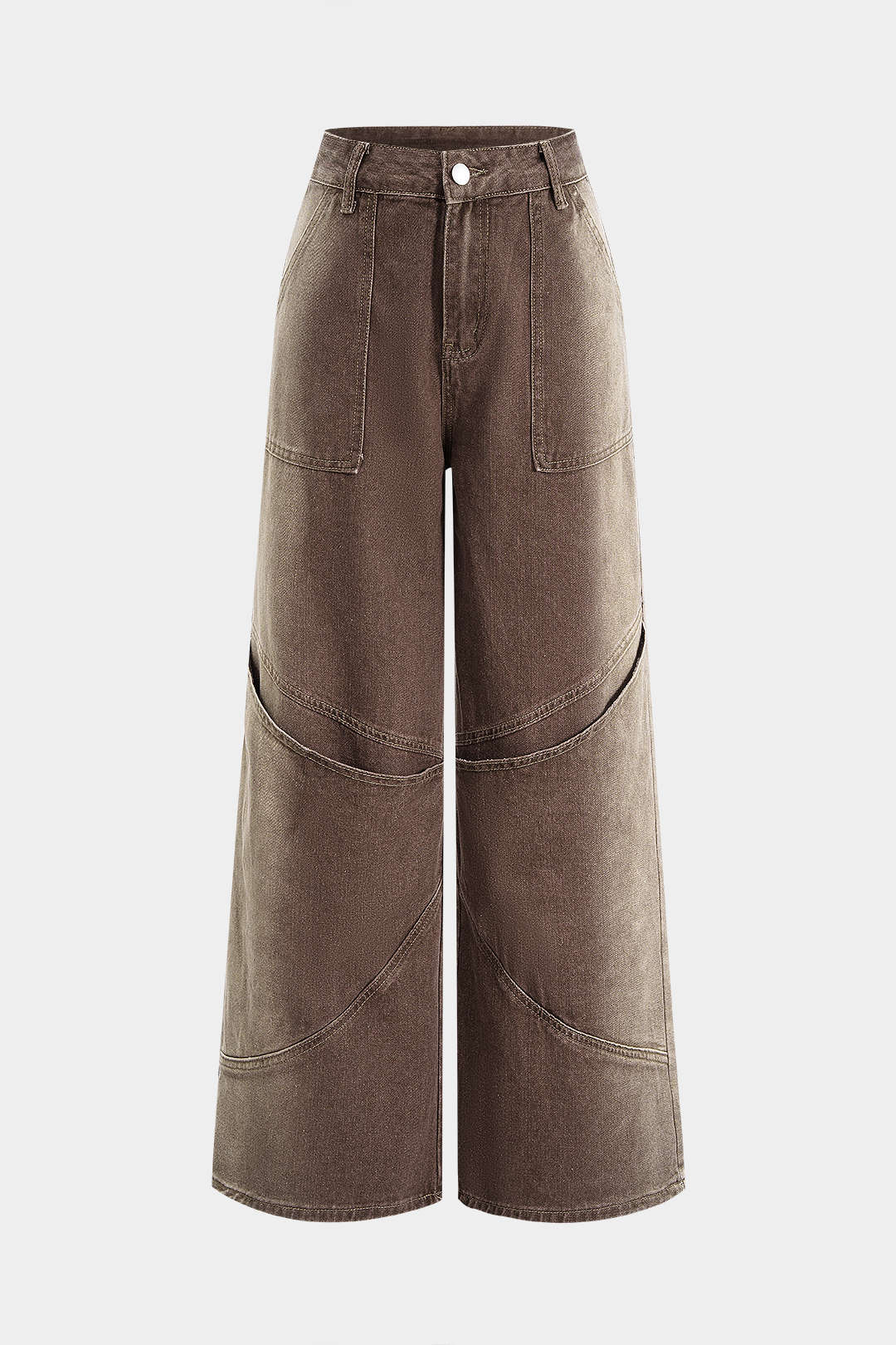 Denim Pocket High Waist Wide Leg Jeans - Weenar