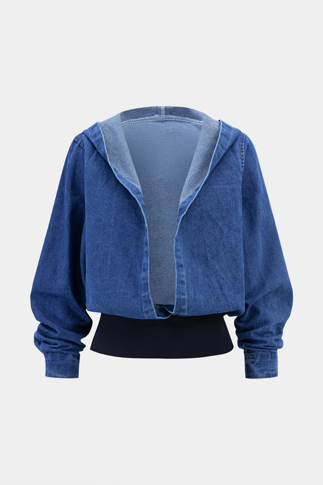 Denim Patchwork Hooded Outerwear - Weenar