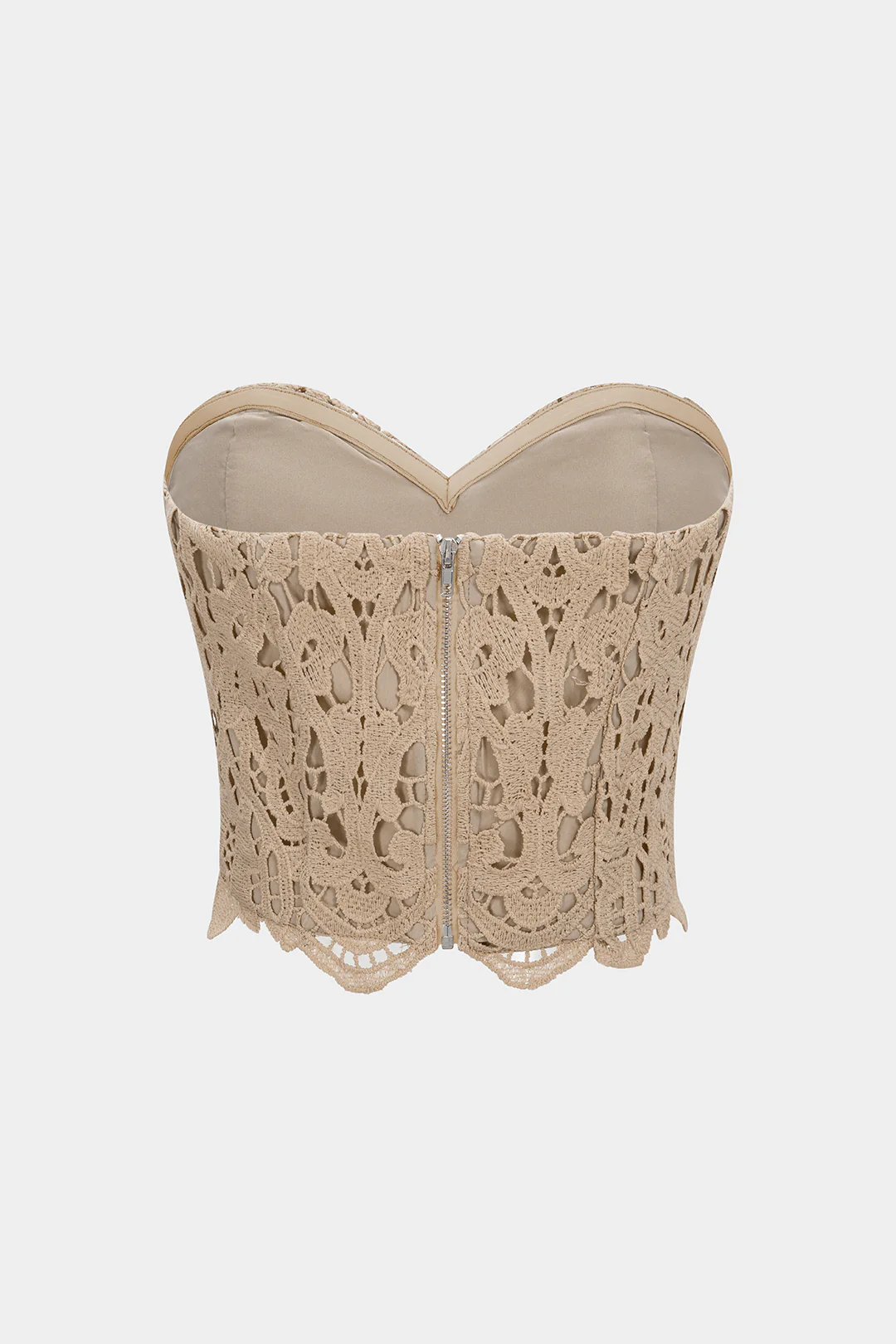 Jacquard Patchwork Corset Zipper Tube Top - Weenar