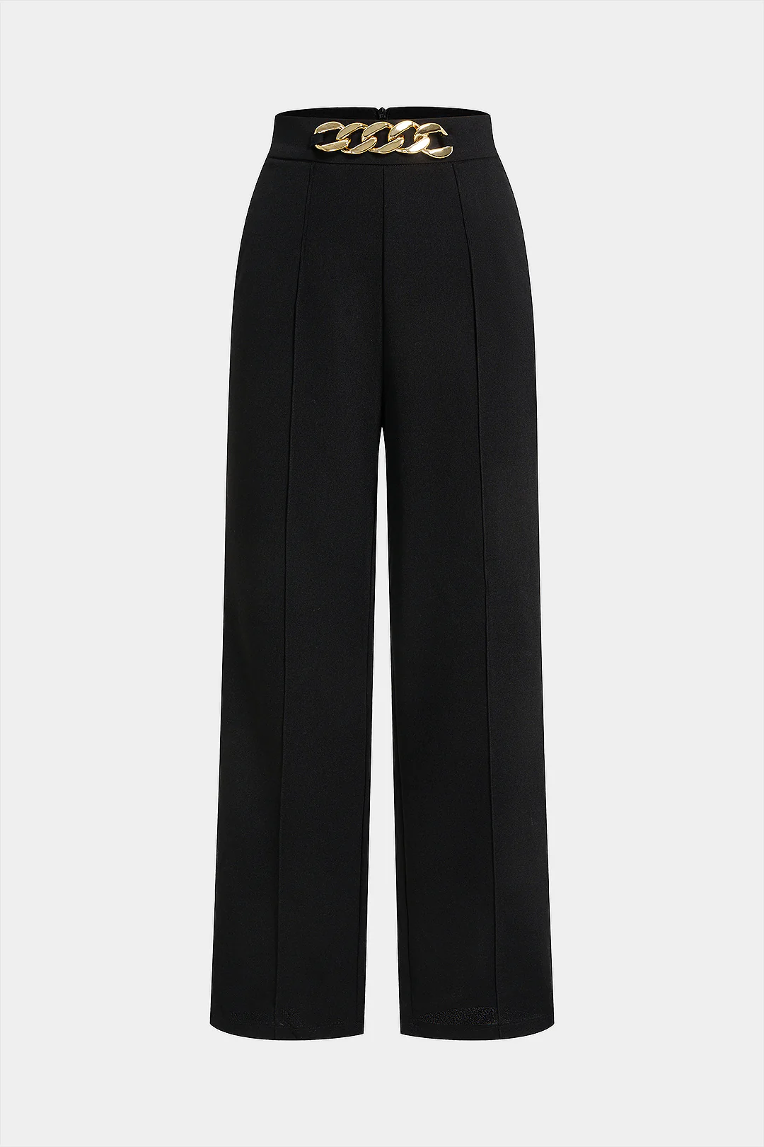 Solid High Waist Straight Leg Pants - Weenar