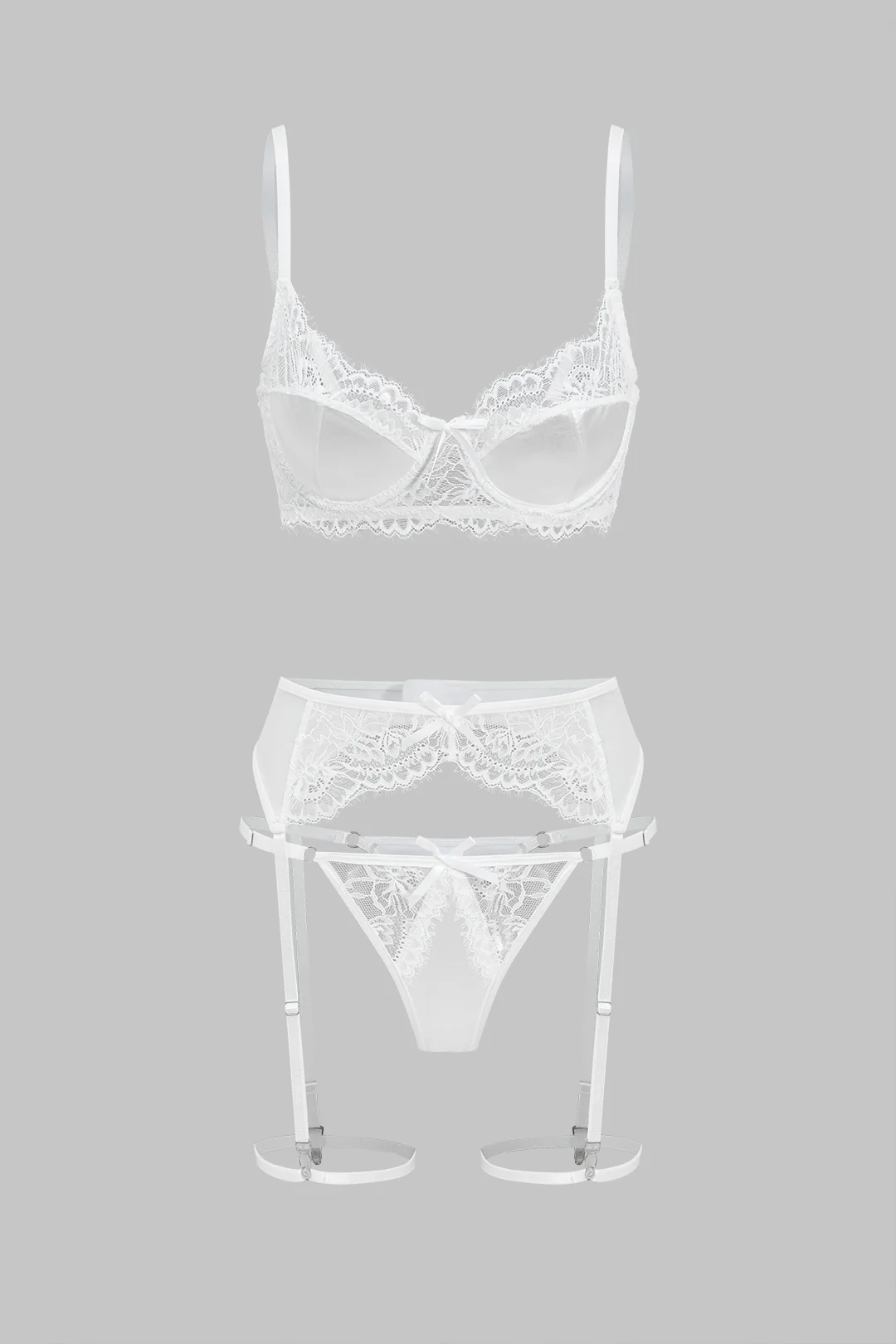 Lace Hollow Out Lingerie Garter Set - Weenar