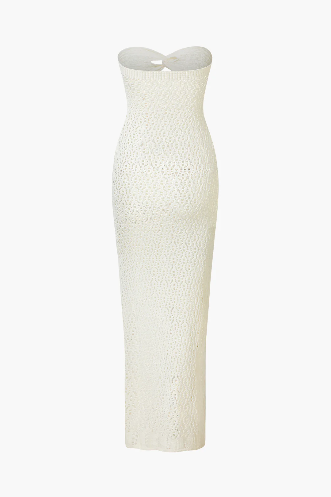Knit Cut Out Slit Strapless Sleeveless Dress - Weenar