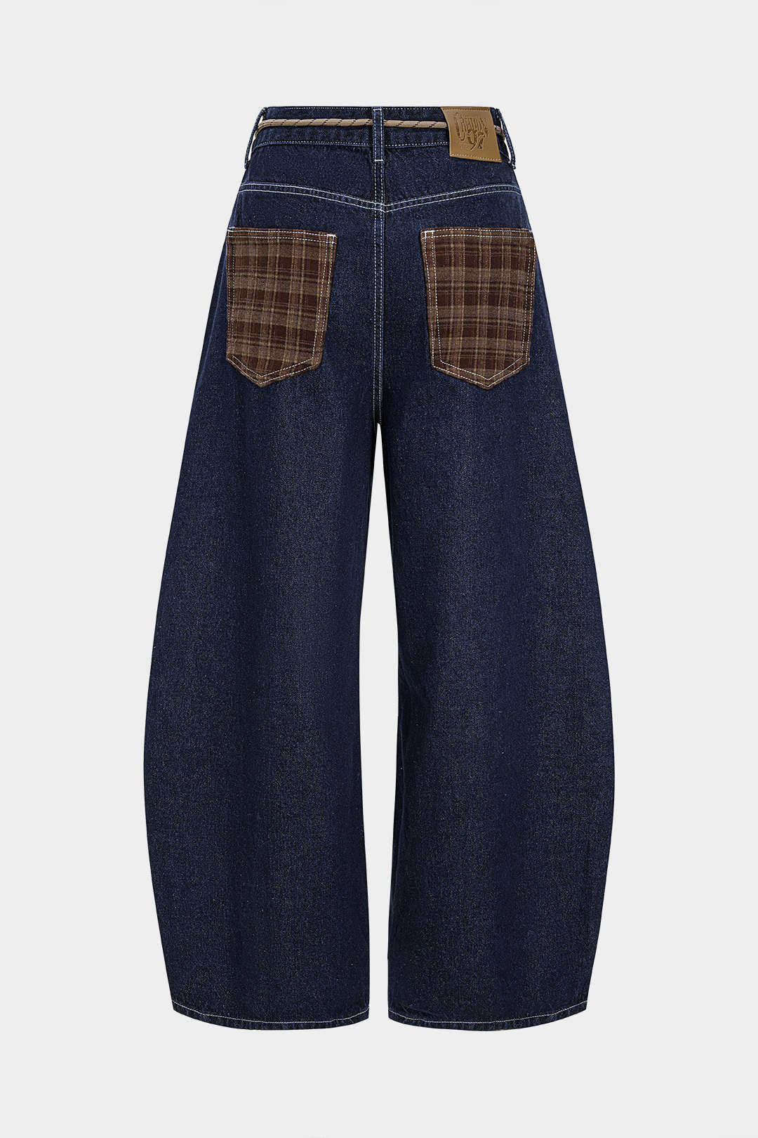 Denim Patchwork Tie-Up Wide Leg Jeans - Weenar