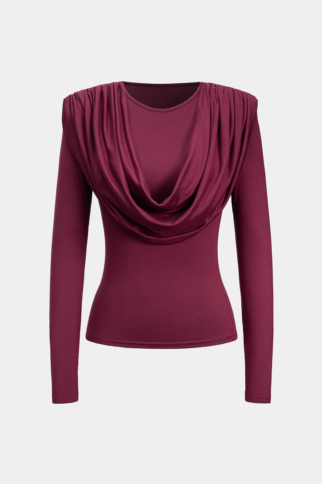 Ruched Round Neck Long-Sleeve Top - Weenar