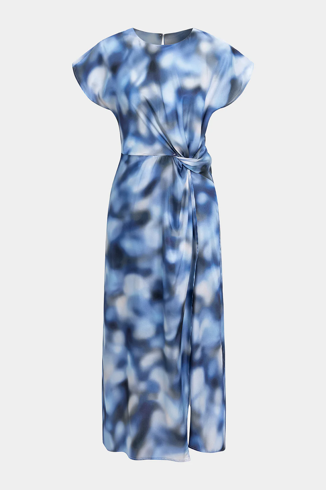 Tie Dye Print Chiffon Hollow Out Side Slit Sleeveless Maxi Dress - Weenar