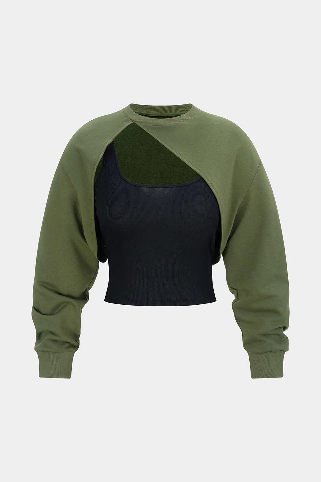 Contrast Cut Out Asymmetrical Long Sleeve Sweatshirt - Weenar