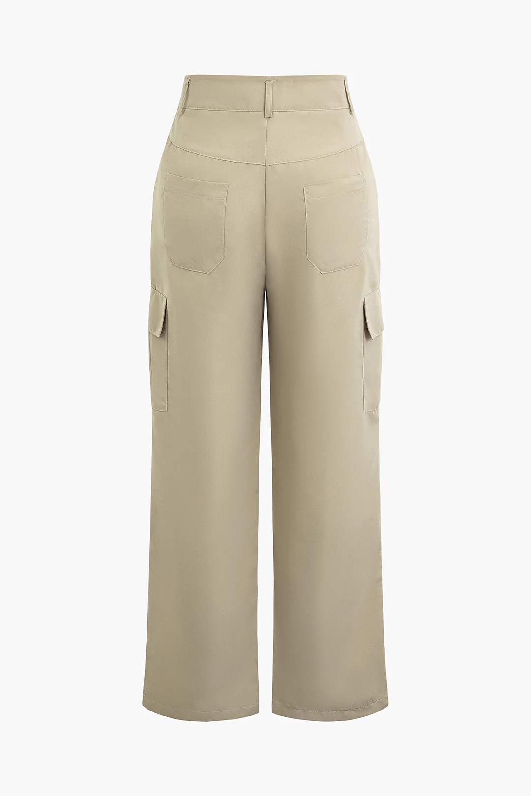 Solid Pocket High-Waisted Pants - Weenar
