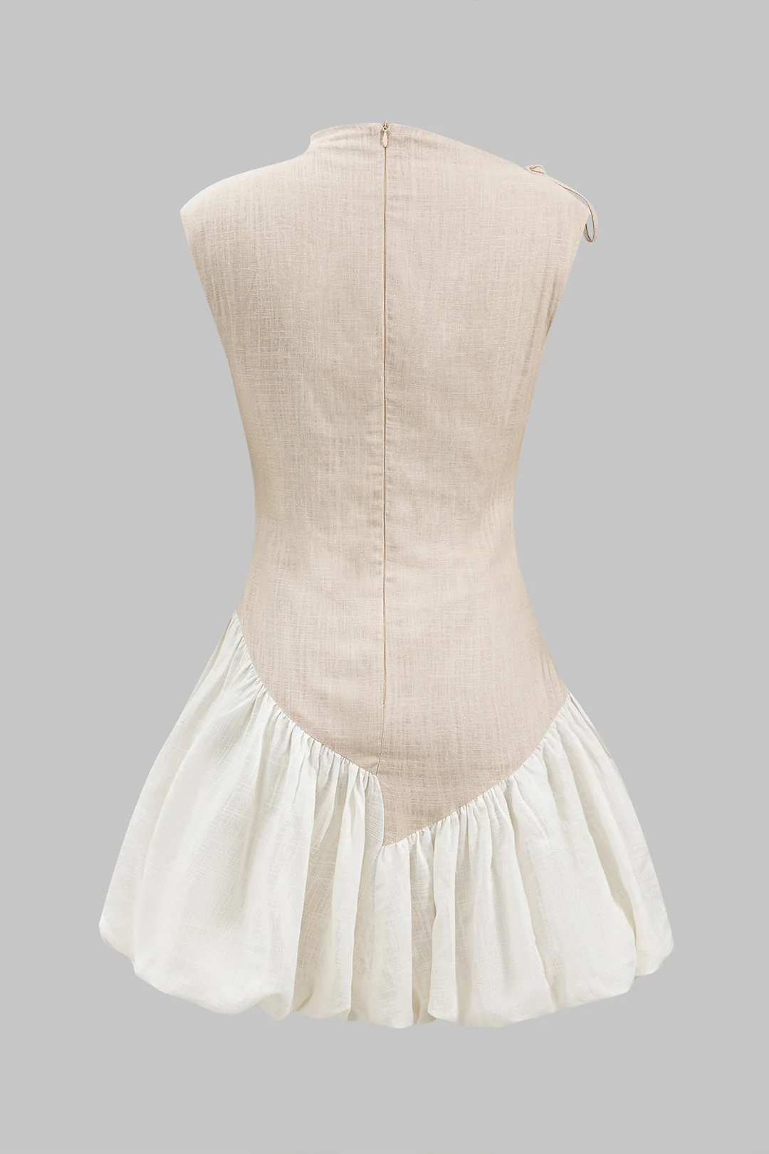 Linen Ruched Tie-Up Sleeveless Mini Dress - Weenar